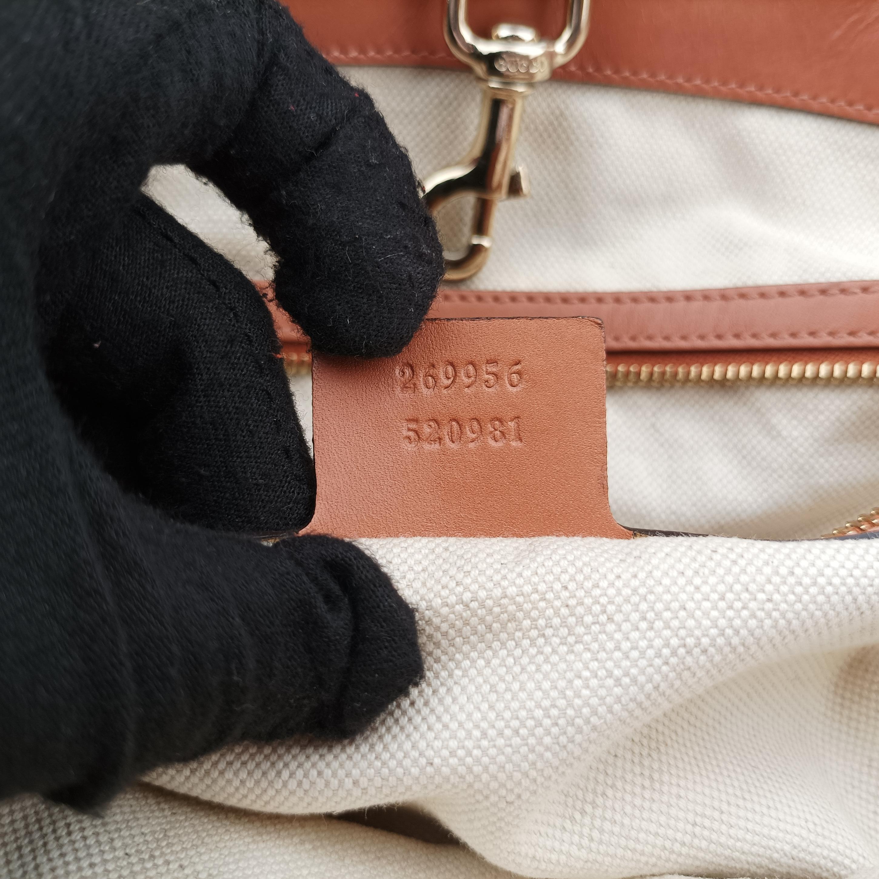 Secondhand Gucci Heart Bit charm Brown×orange canvas×leather 269956 handbag | stylenewstar