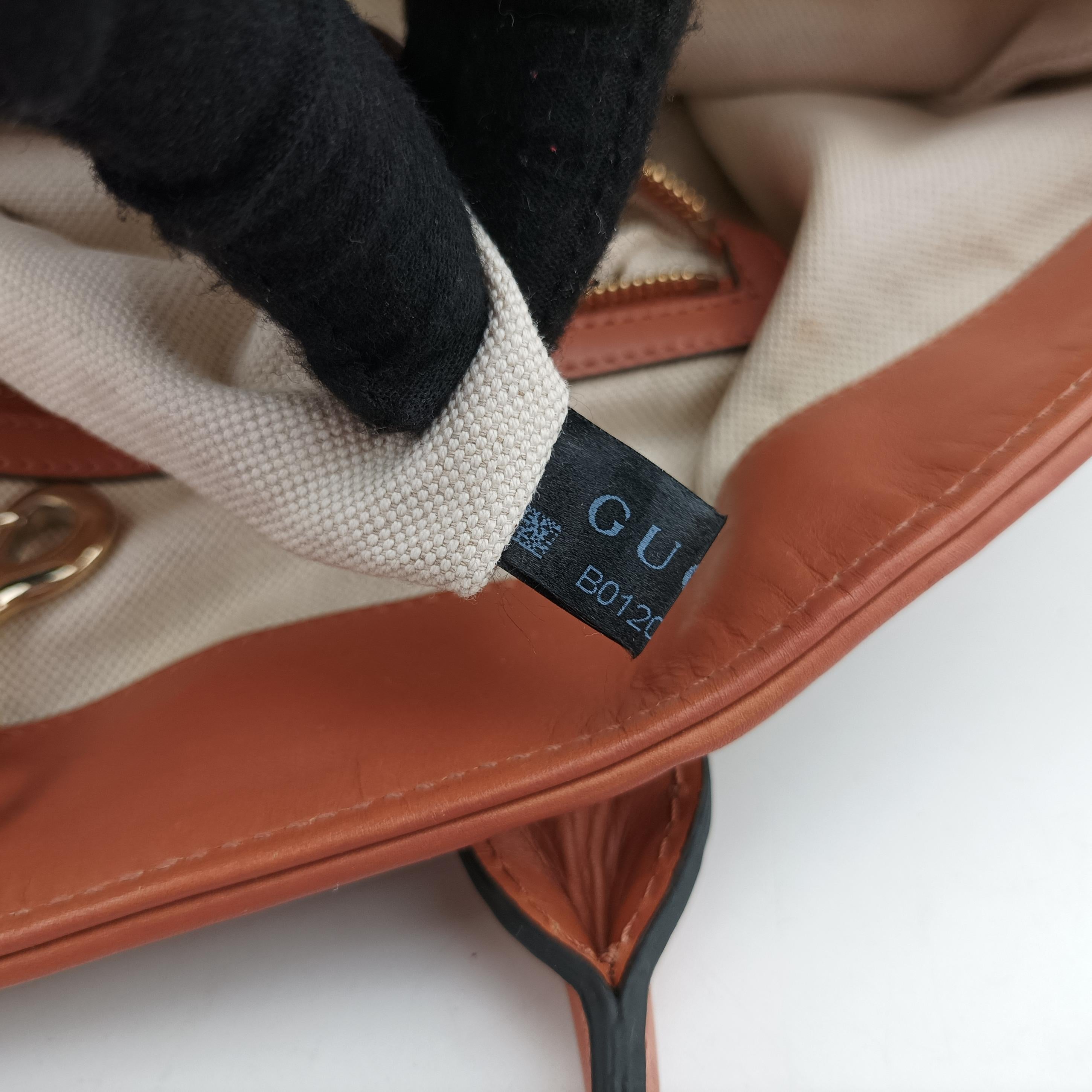 Secondhand Gucci Heart Bit charm Brown×orange canvas×leather 269956 handbag | stylenewstar