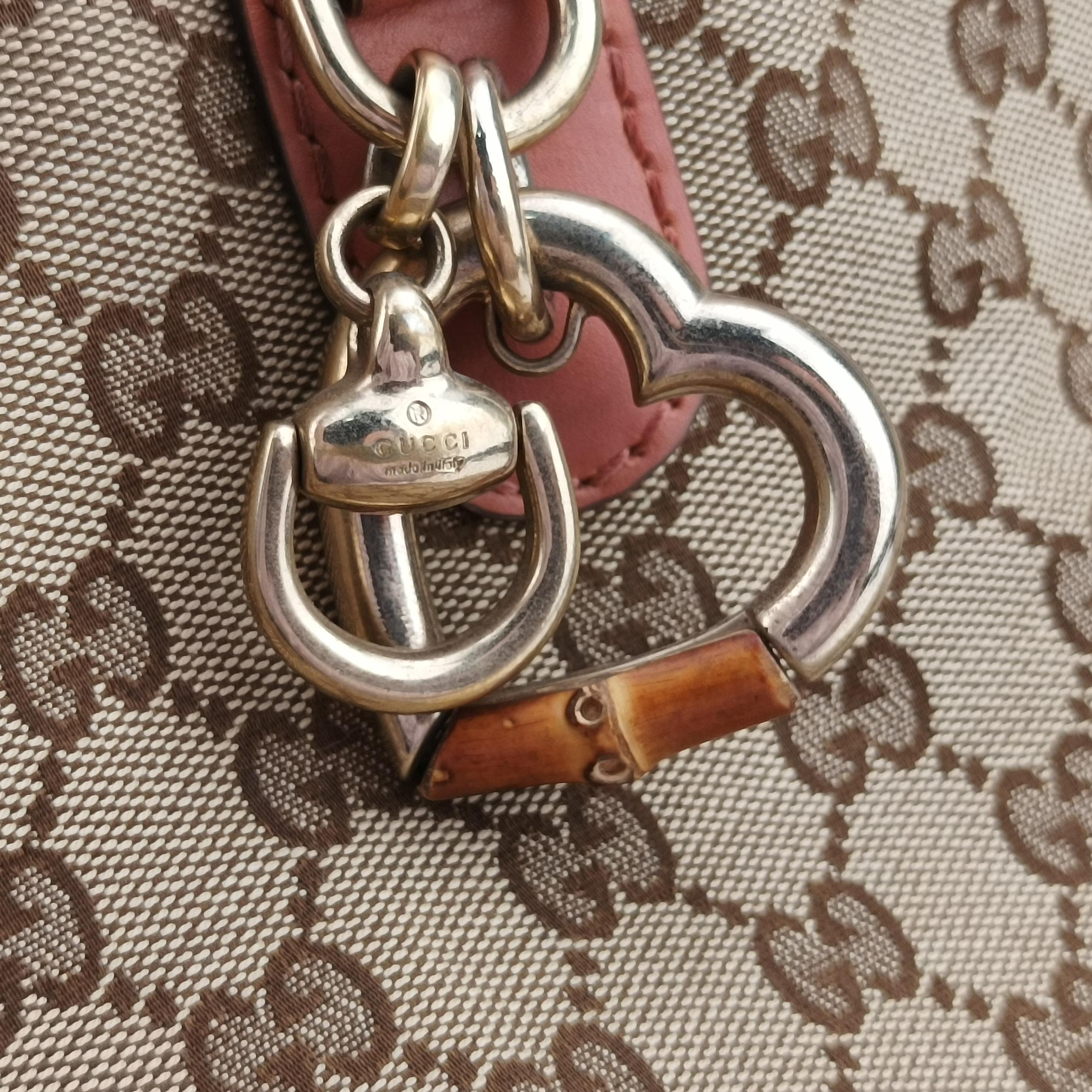 Secondhand Gucci Heart Bit charm Brown×orange canvas×leather 269956 handbag | stylenewstar