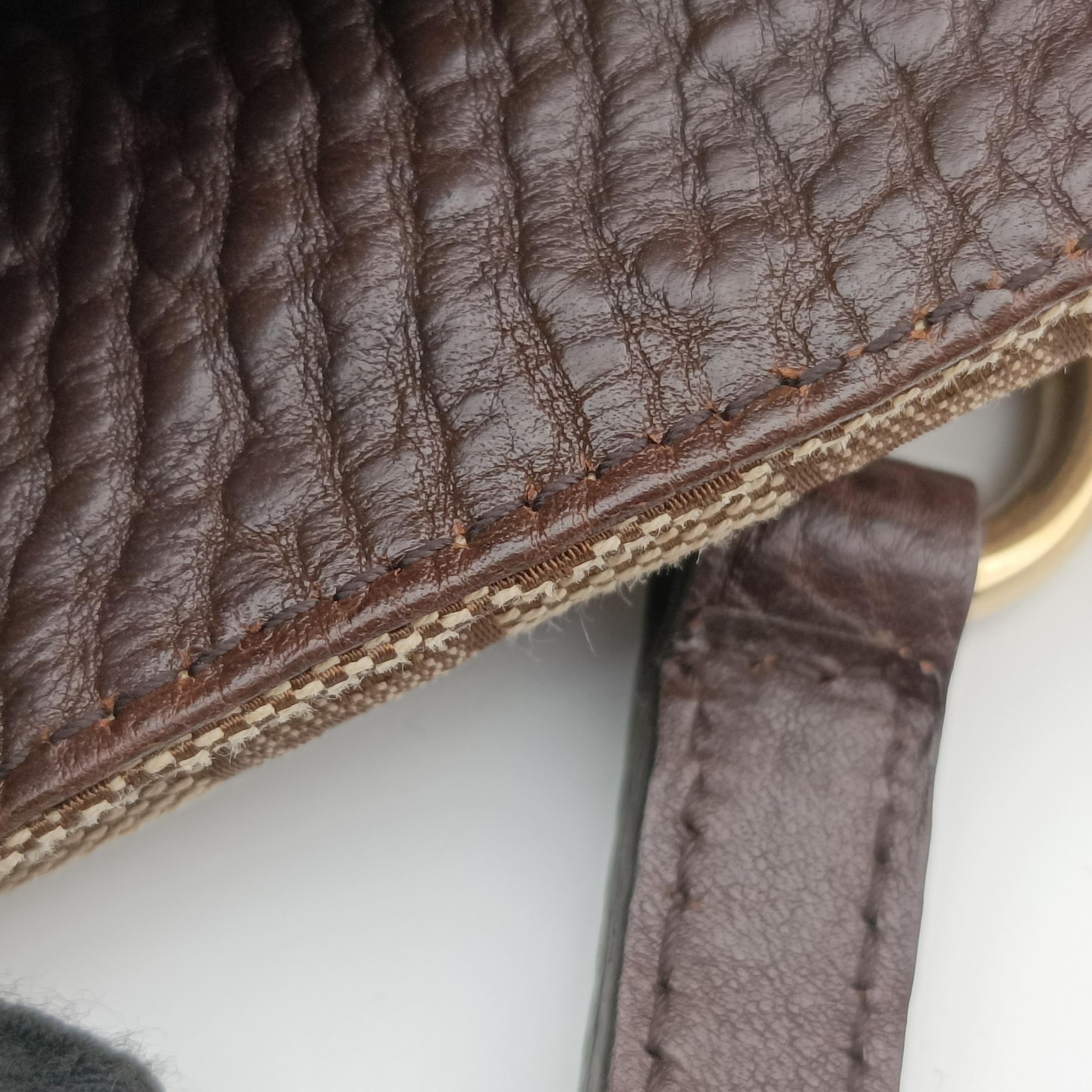 Pre-owned Gucci GG Supreme Brown canvas×leather 247236 shoulderbag | stylenewstar