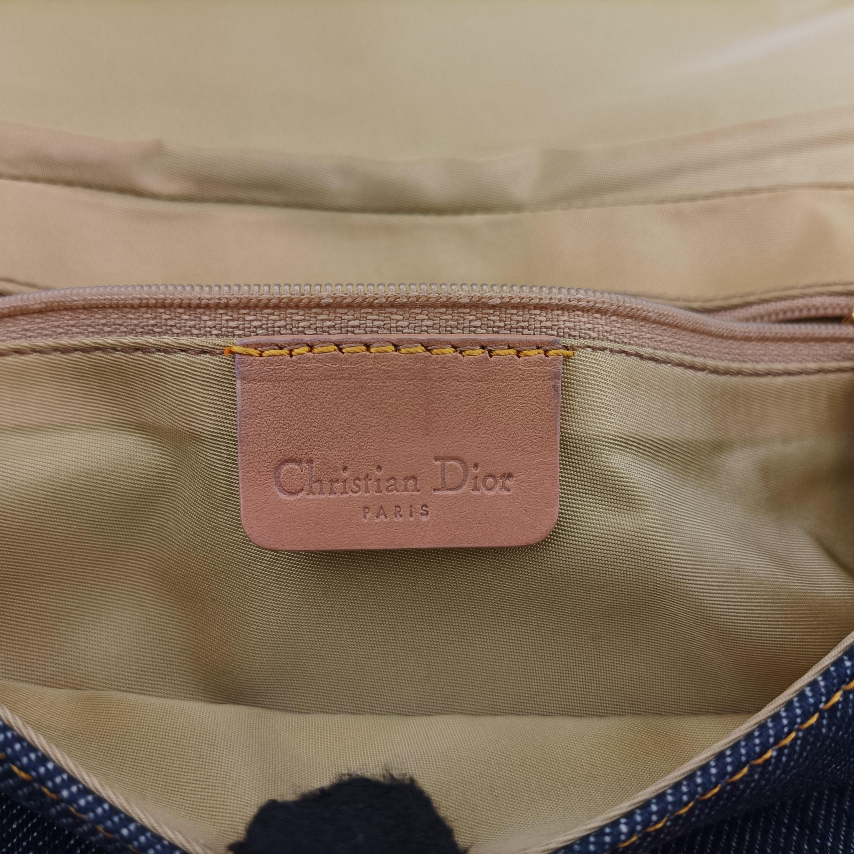 Pre-owned Christian Dior Marispearl Navy denim  shoulderbag | stylenewstar