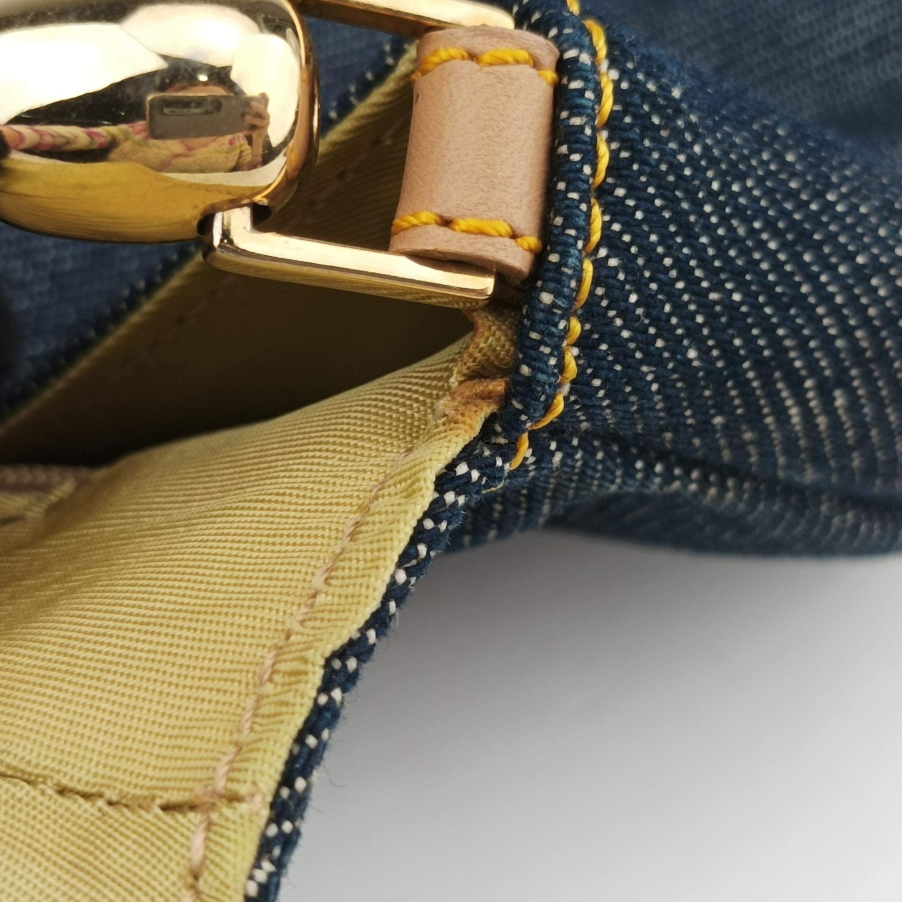 Pre-owned Christian Dior Marispearl Navy denim  shoulderbag | stylenewstar