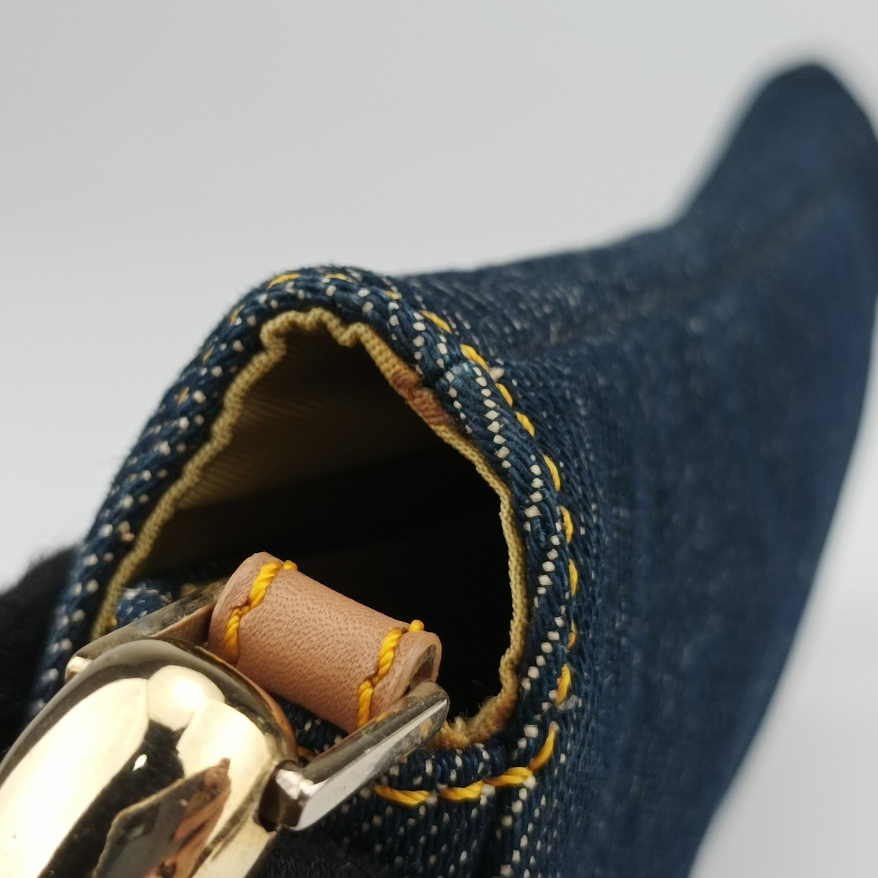 Pre-owned Christian Dior Marispearl Navy denim  shoulderbag | stylenewstar