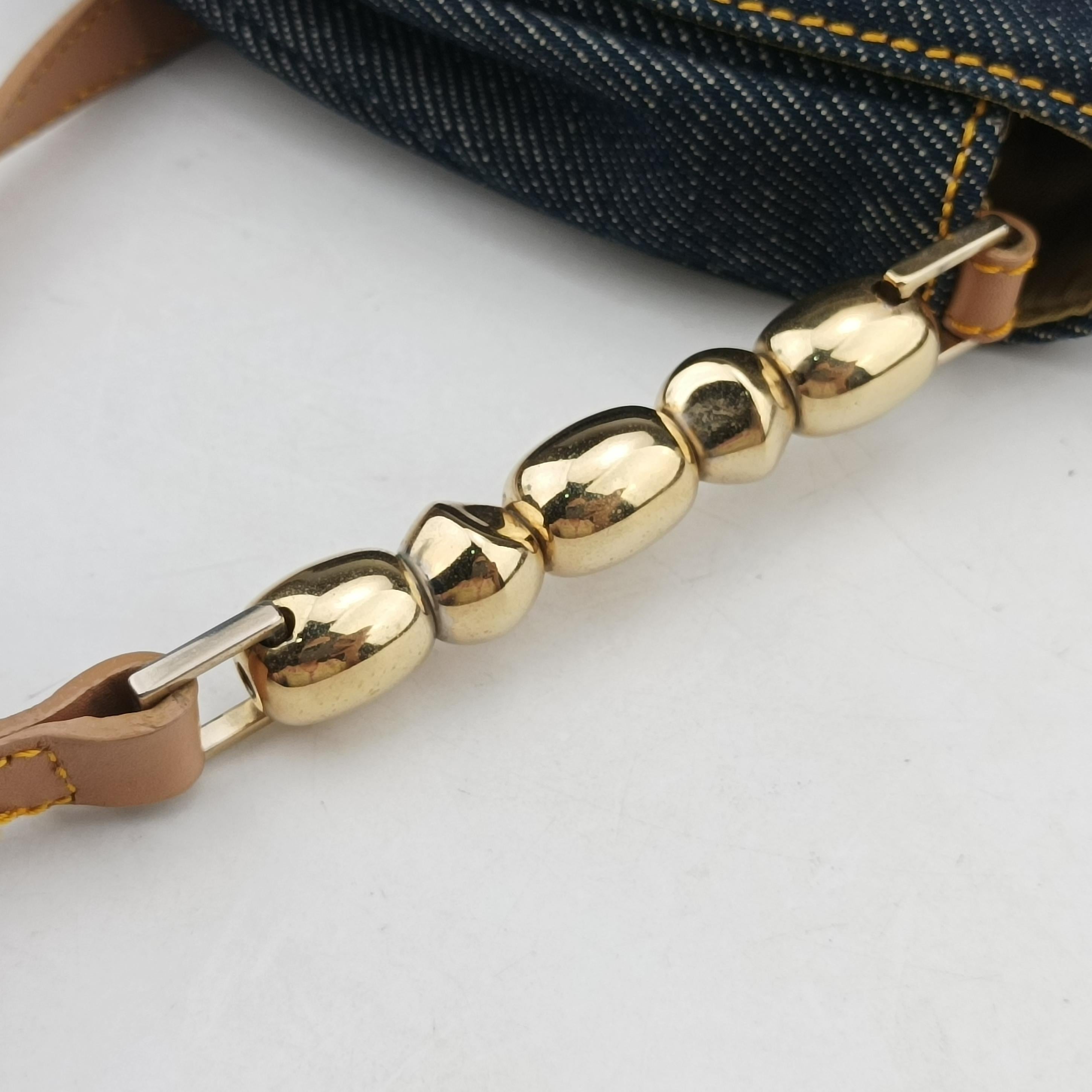 Pre-owned Christian Dior Marispearl Navy denim  shoulderbag | stylenewstar