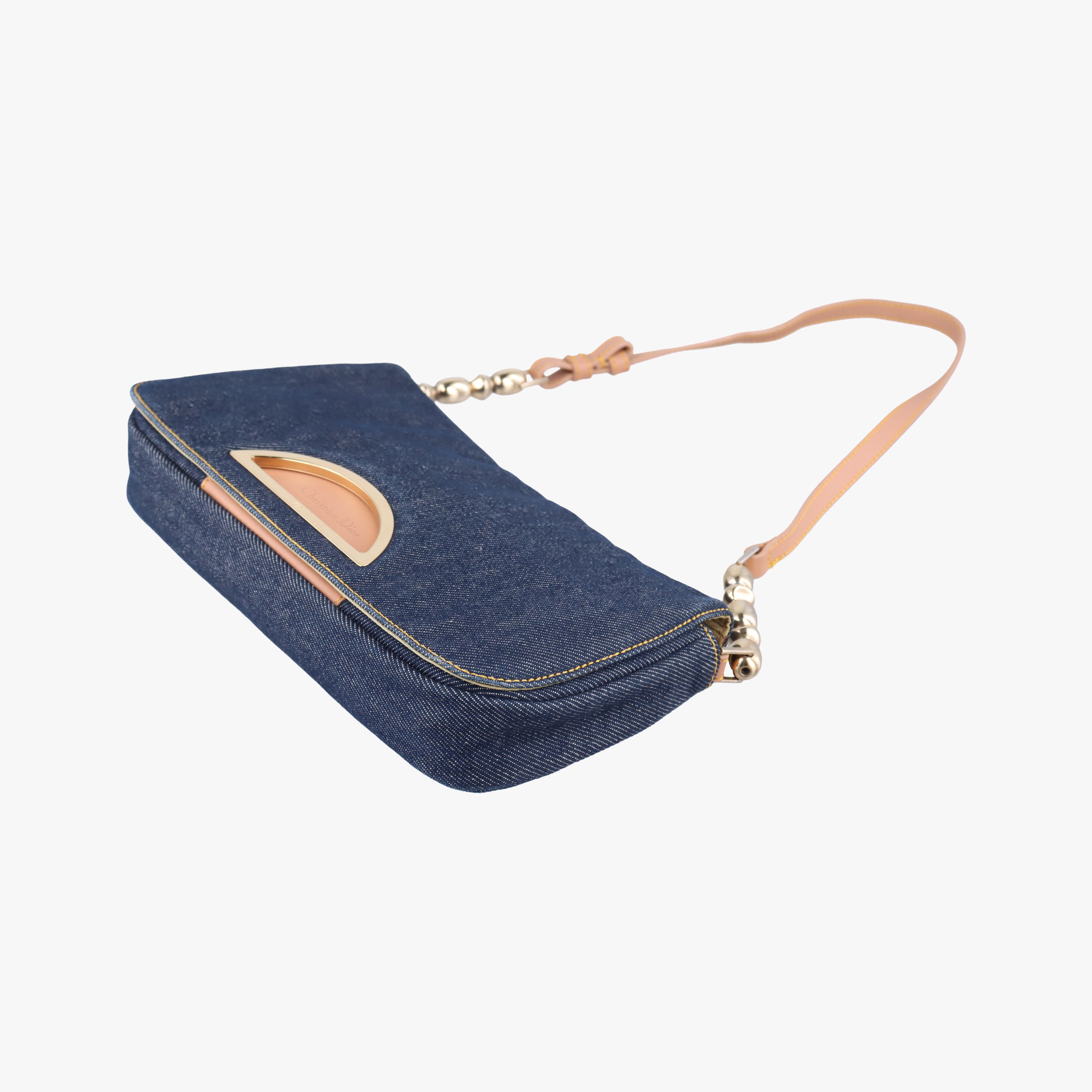 Pre-owned Christian Dior Marispearl Navy denim  shoulderbag | stylenewstar