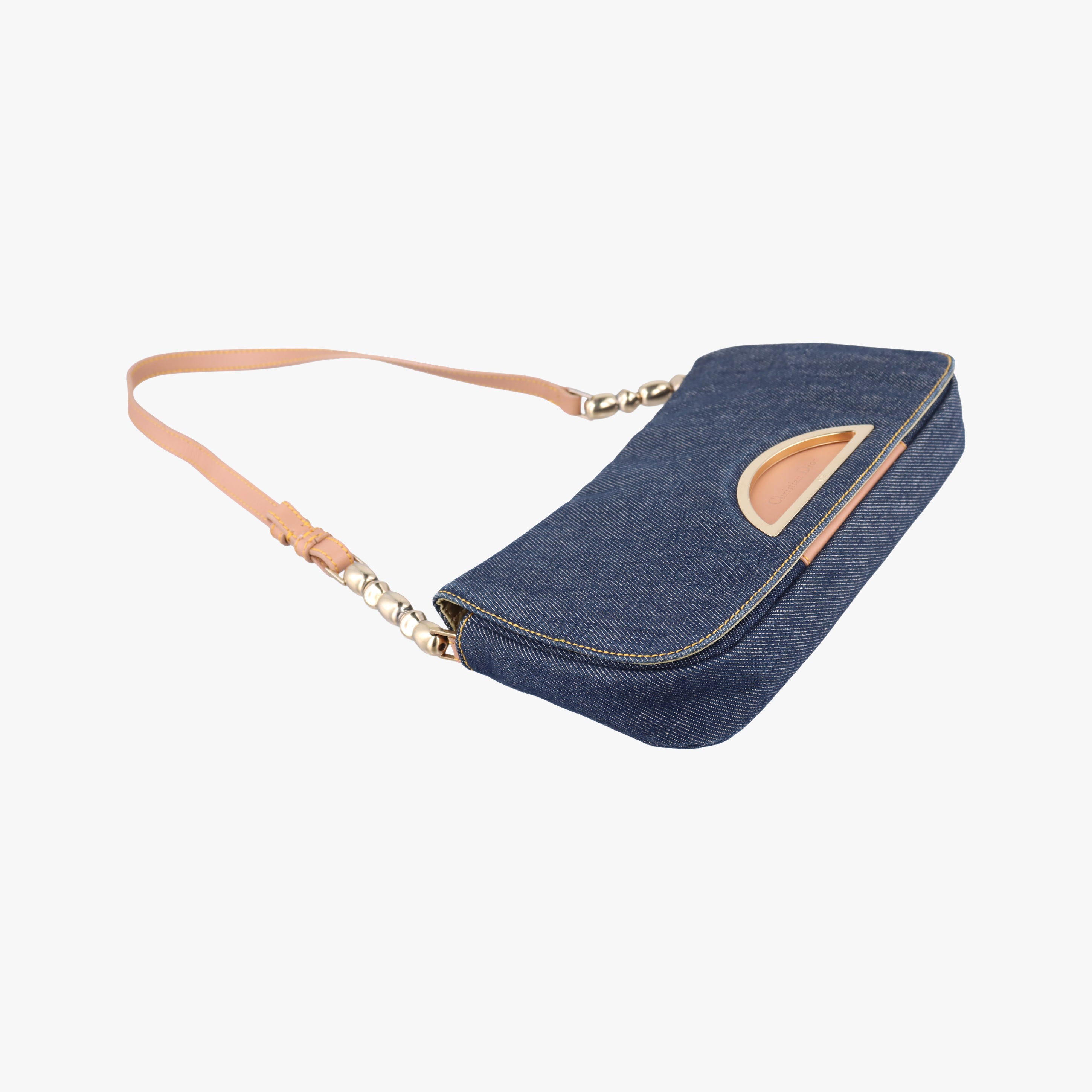 Pre-owned Christian Dior Marispearl Navy denim  shoulderbag | stylenewstar