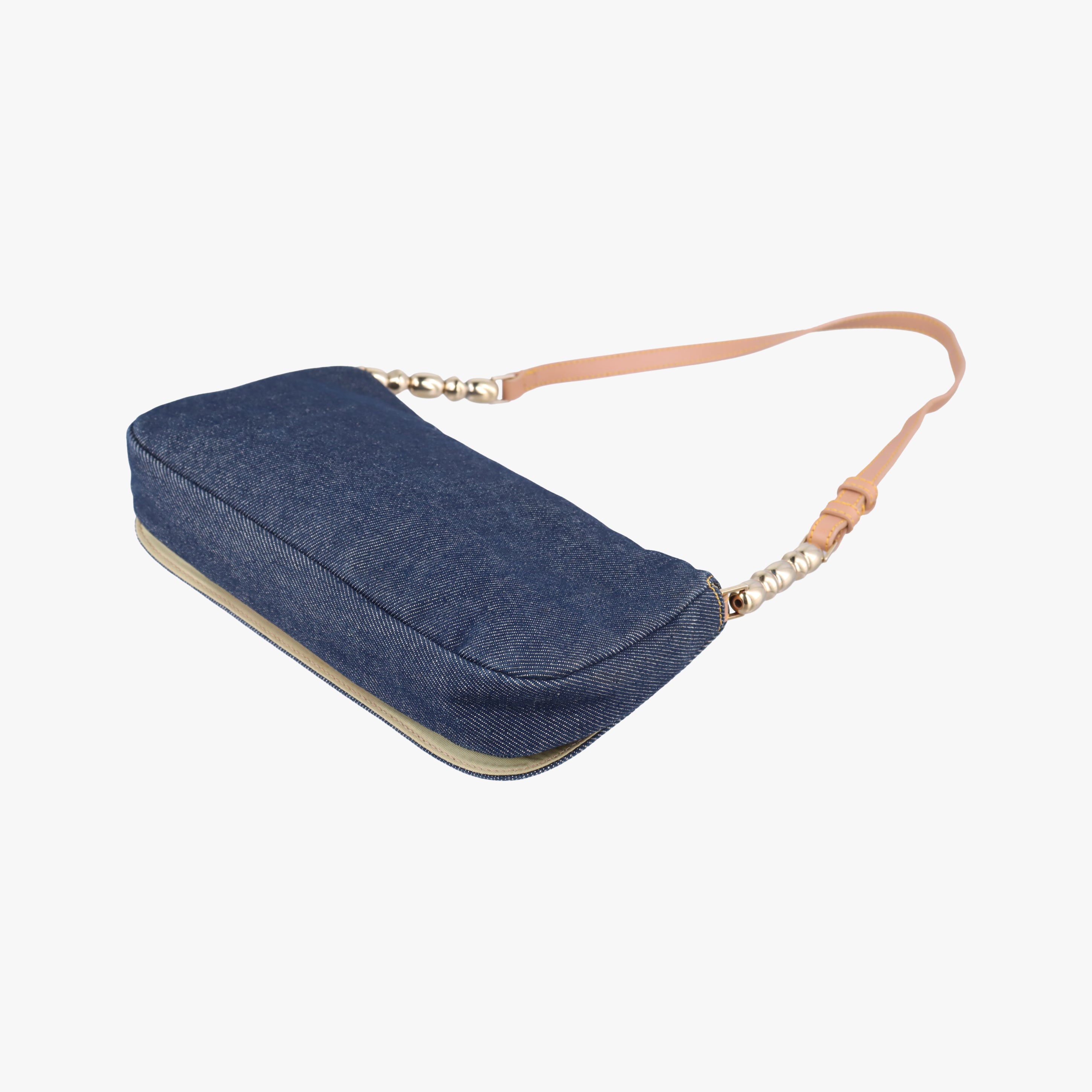 Pre-owned Christian Dior Marispearl Navy denim  shoulderbag | stylenewstar