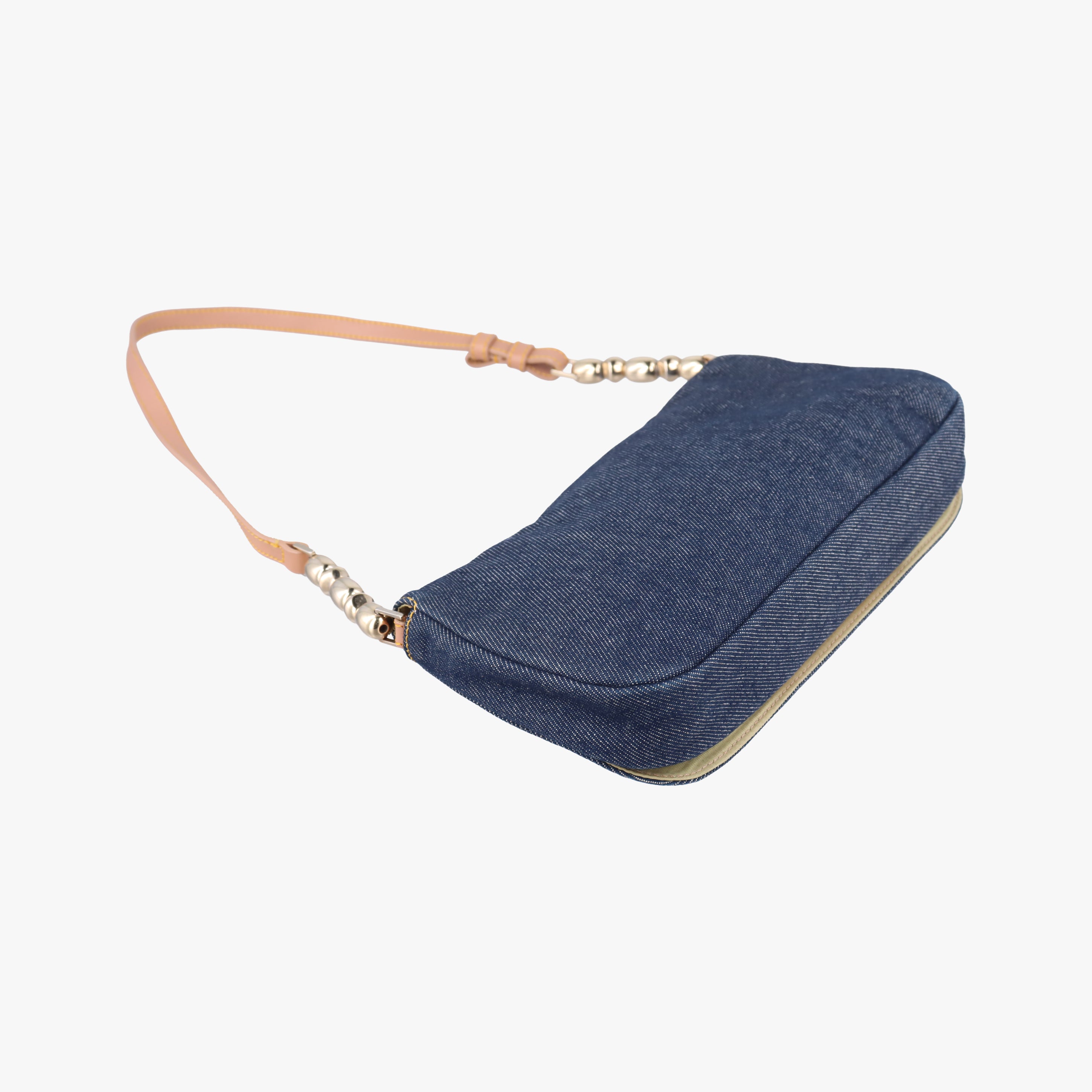 Pre-owned Christian Dior Marispearl Navy denim  shoulderbag | stylenewstar