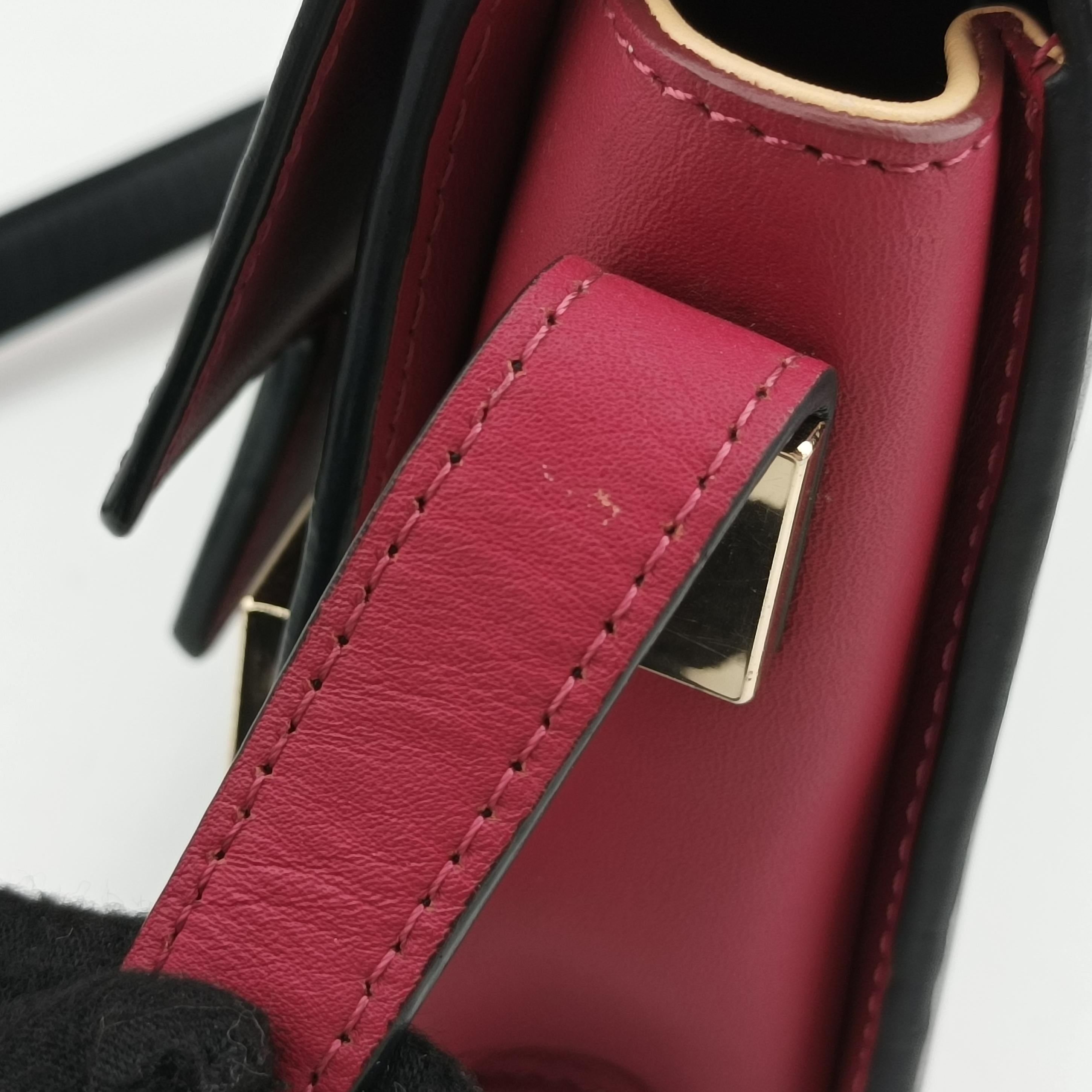 Pre-owned Delvaux Madame Black×Pink Leather  shoulderbag | stylenewstar