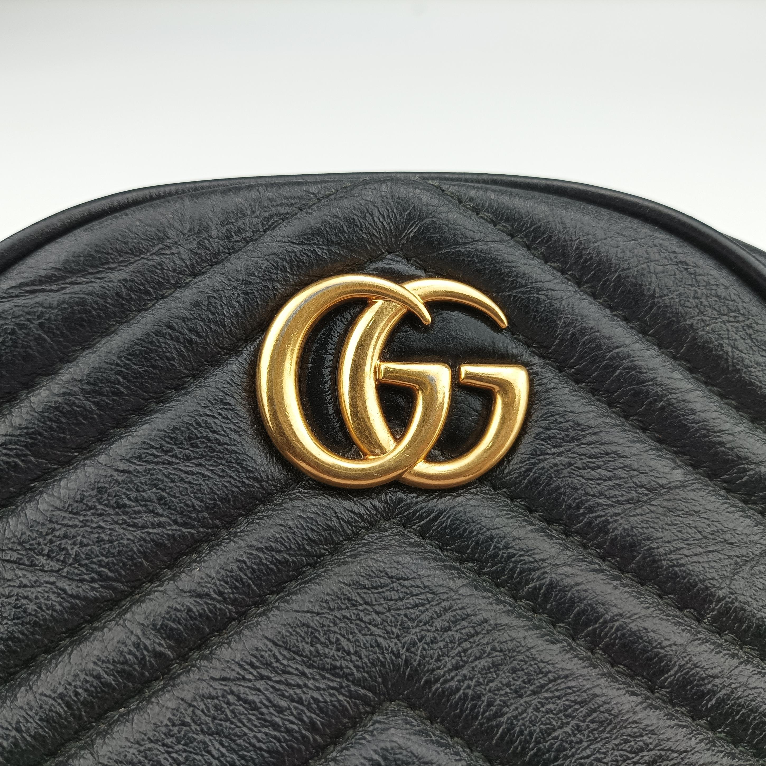 Pre-owned Gucci GG Marmont Black Leather 550154 shoulderbag | stylenewstar