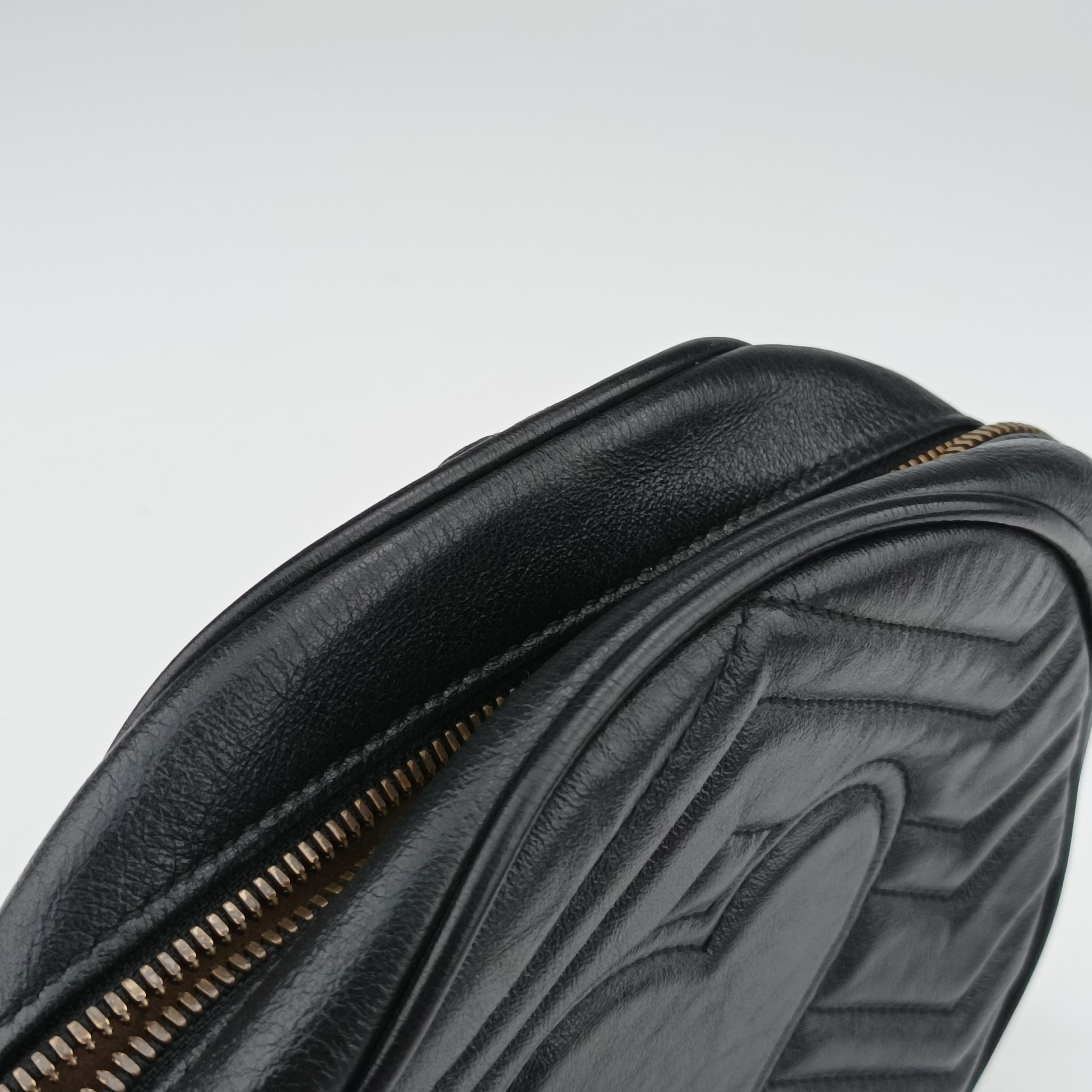 Pre-owned Gucci GG Marmont Black Leather 550154 shoulderbag | stylenewstar