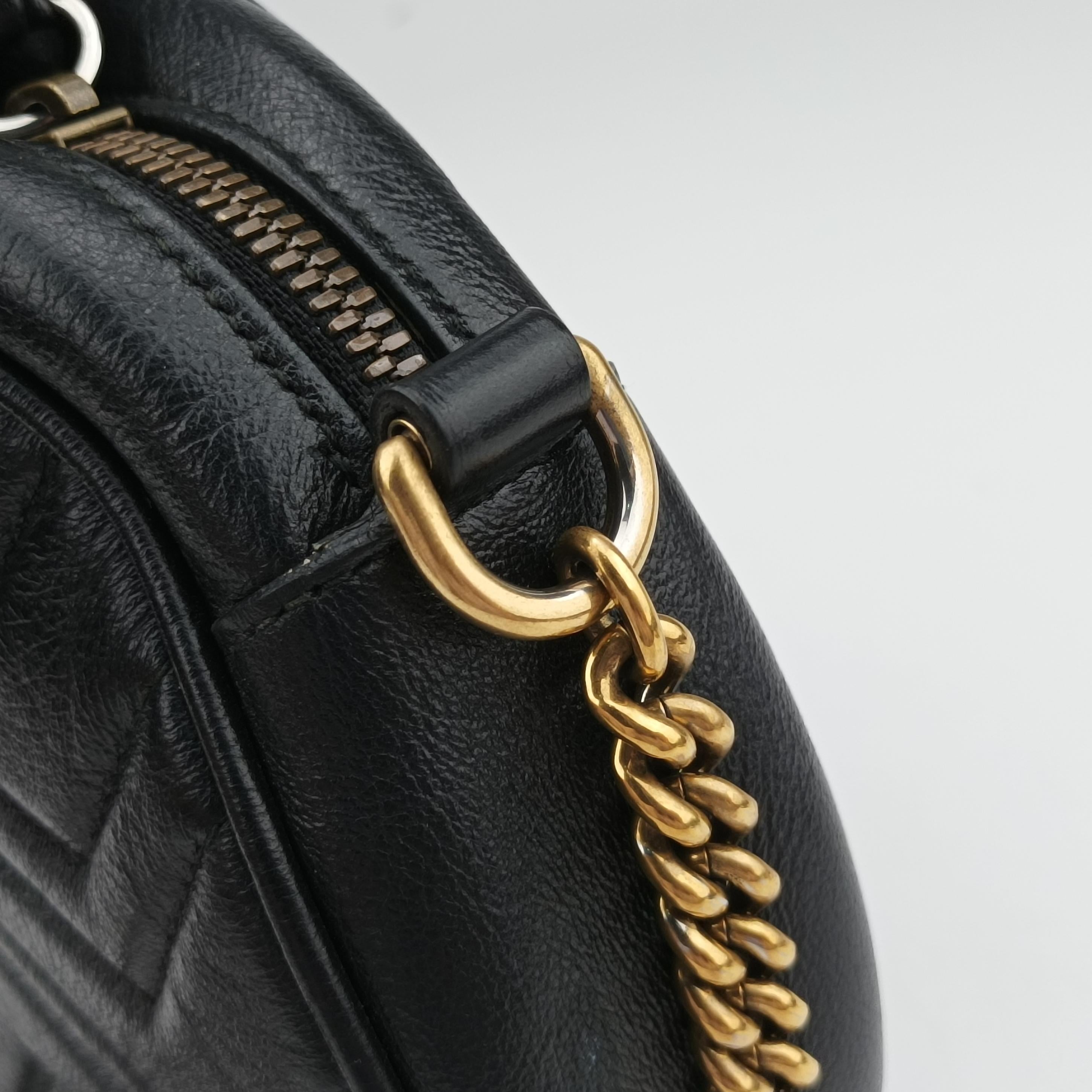 Pre-owned Gucci GG Marmont Black Leather 550154 shoulderbag | stylenewstar