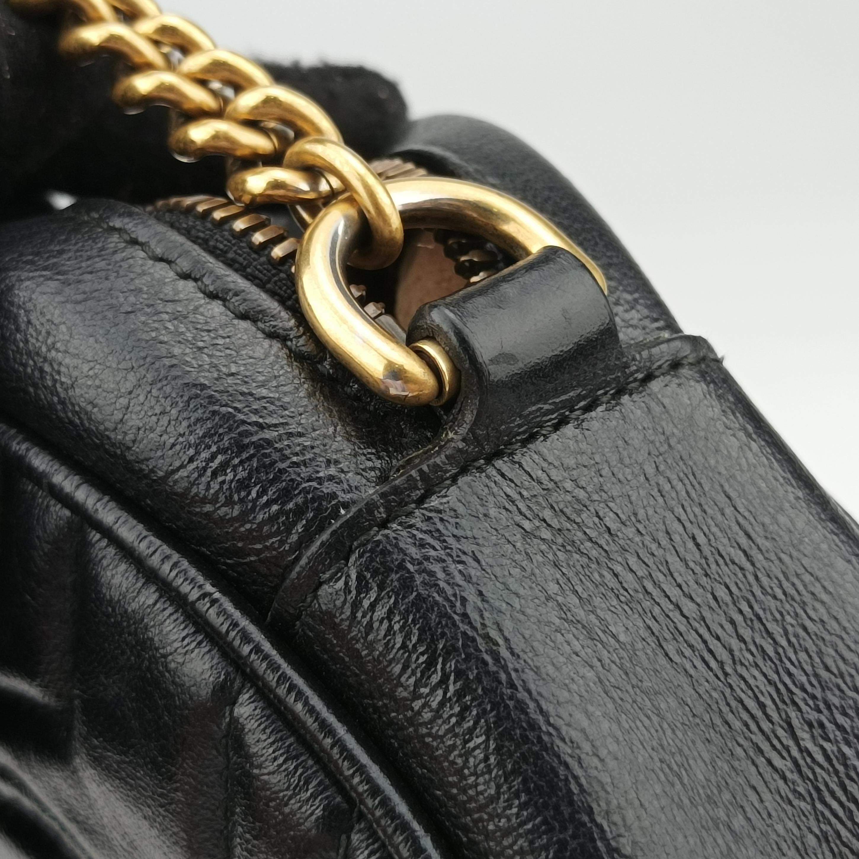 Pre-owned Gucci GG Marmont Black Leather 550154 shoulderbag | stylenewstar