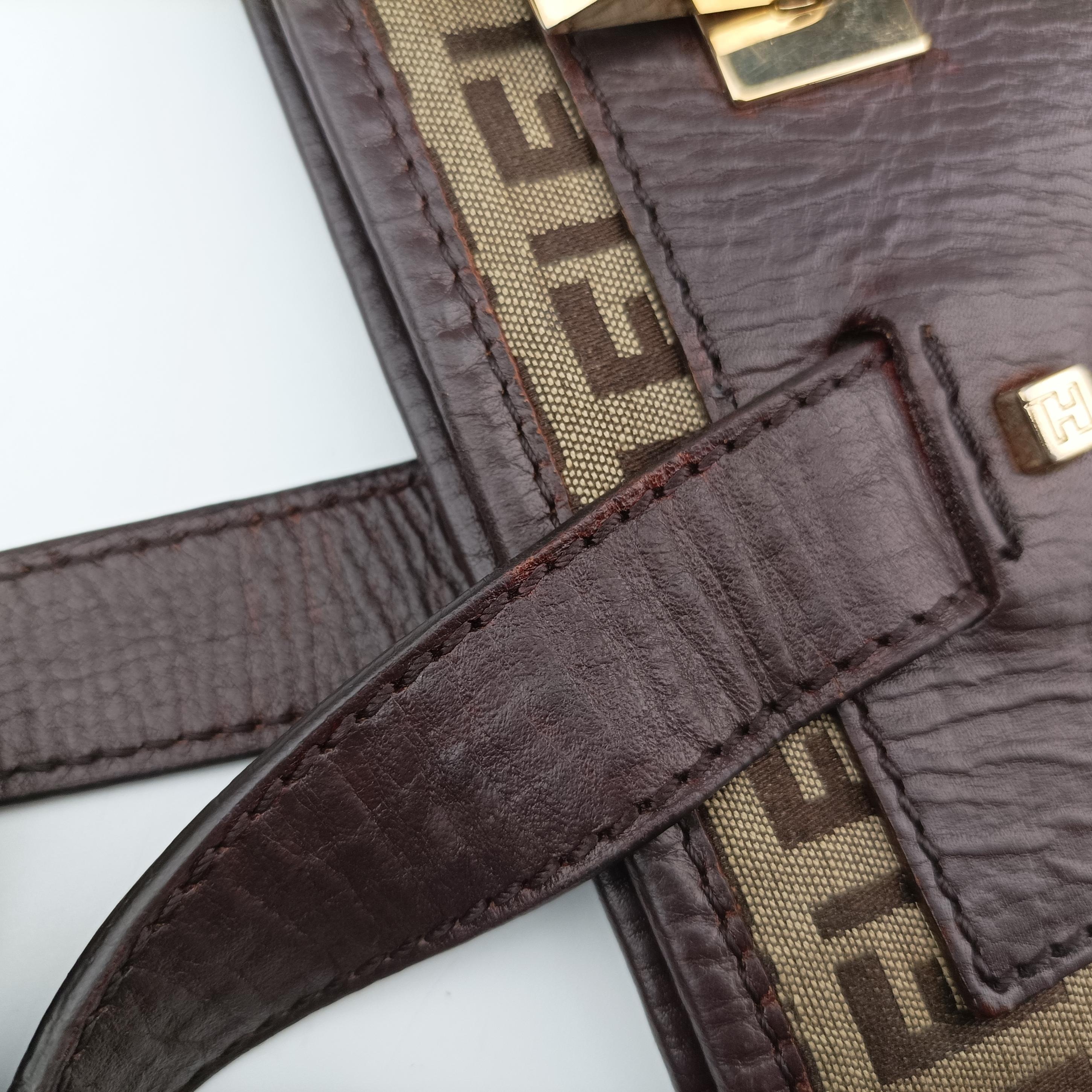 Pre-owned Fendi Zucchino Brown canvas 8BH181 shoulderbag | stylenewstar
