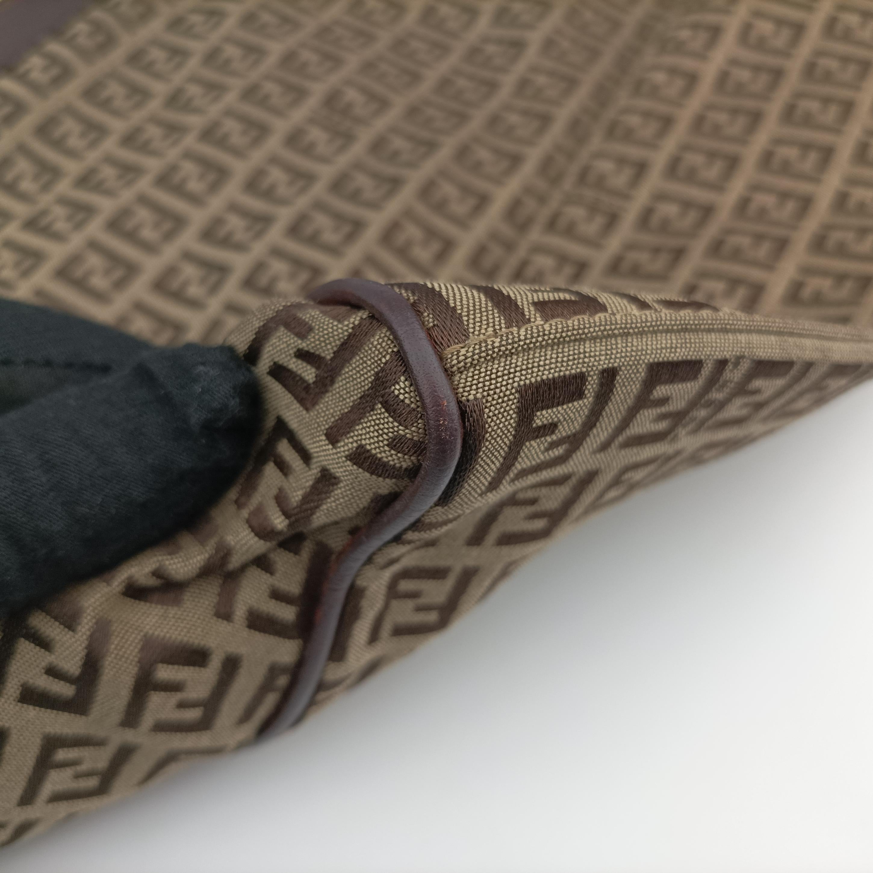Pre-owned Fendi Zucchino Brown canvas 8BH181 shoulderbag | stylenewstar
