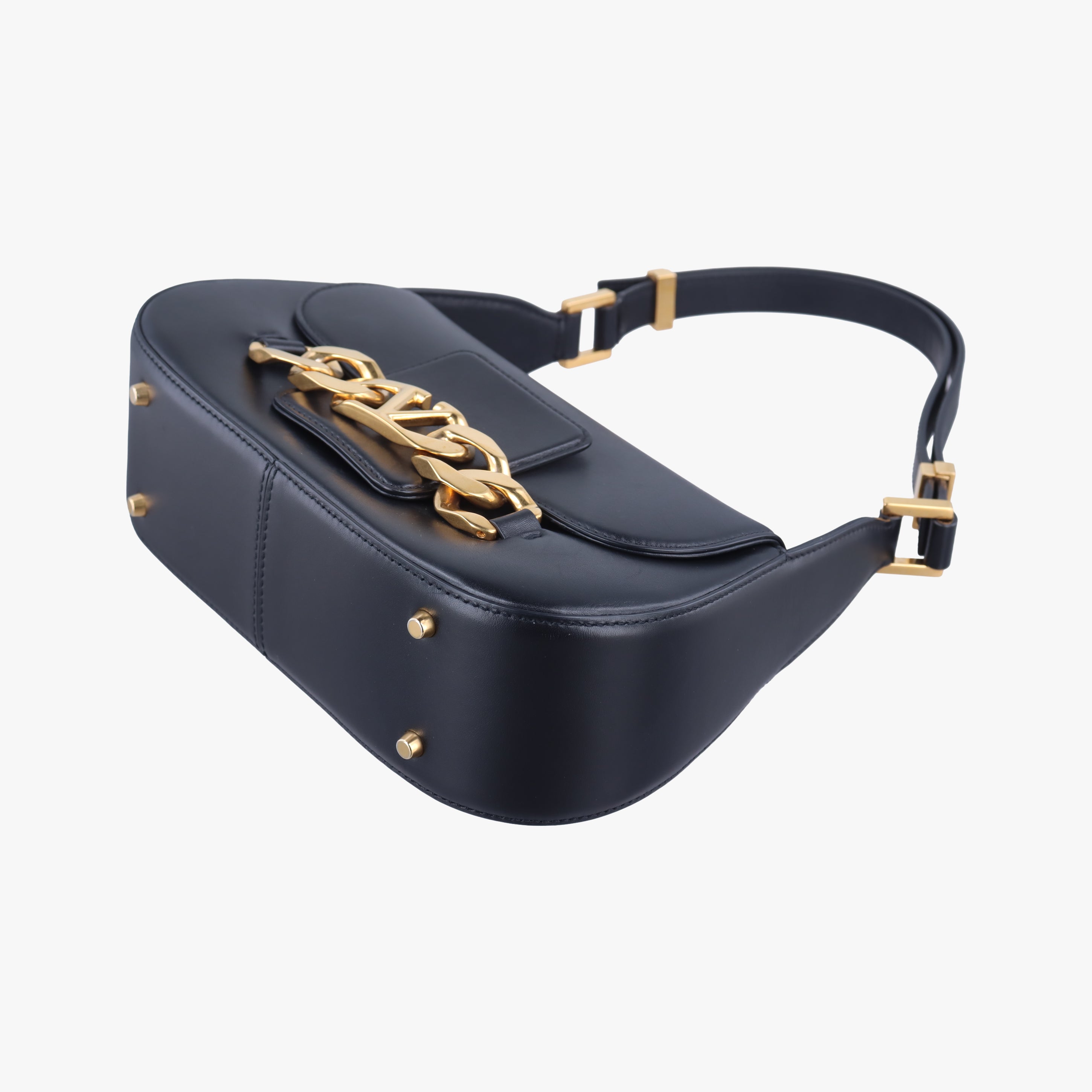 Pre-owned Valentino VLogo Black Leather  shoulderbag | stylenewstar