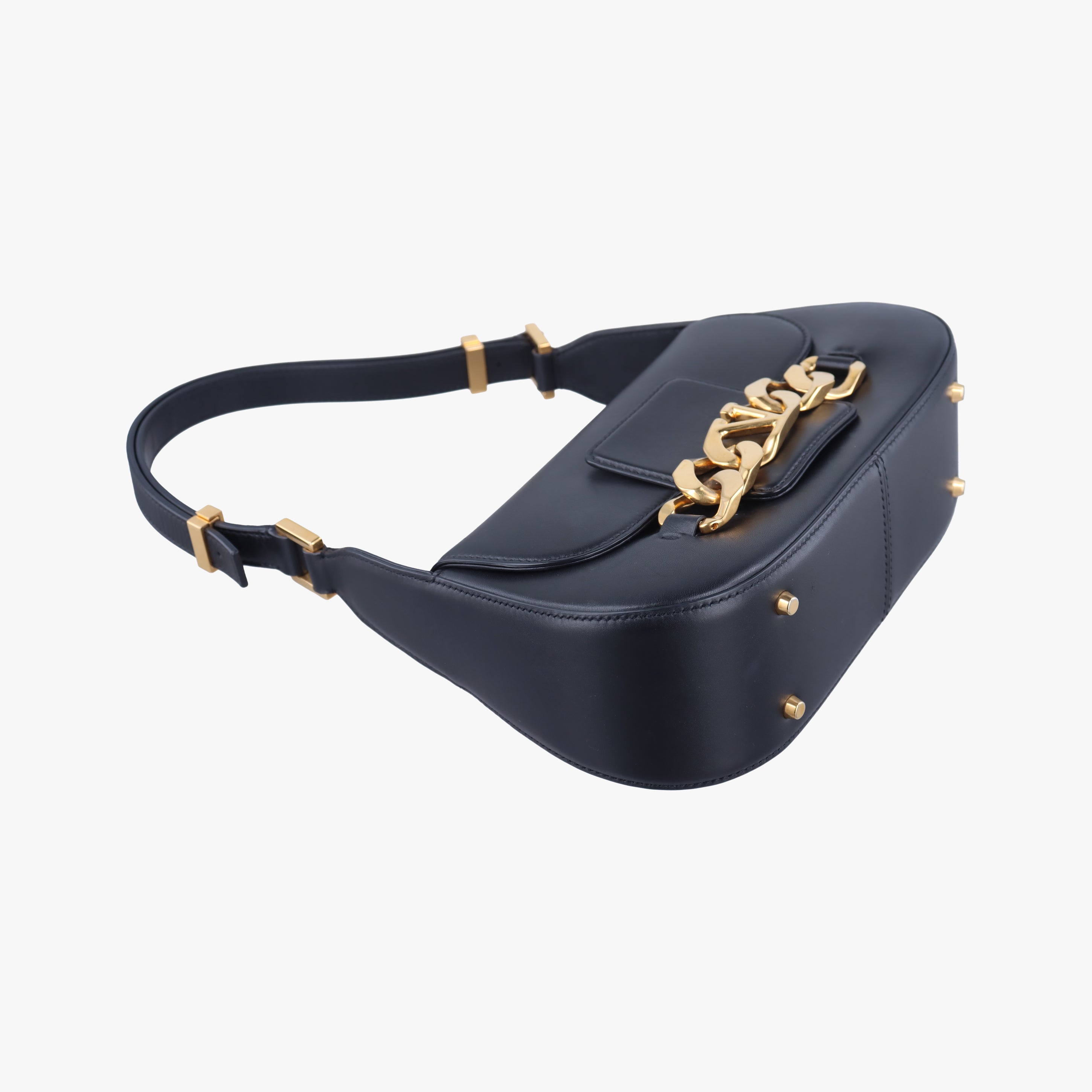Pre-owned Valentino VLogo Black Leather  shoulderbag | stylenewstar