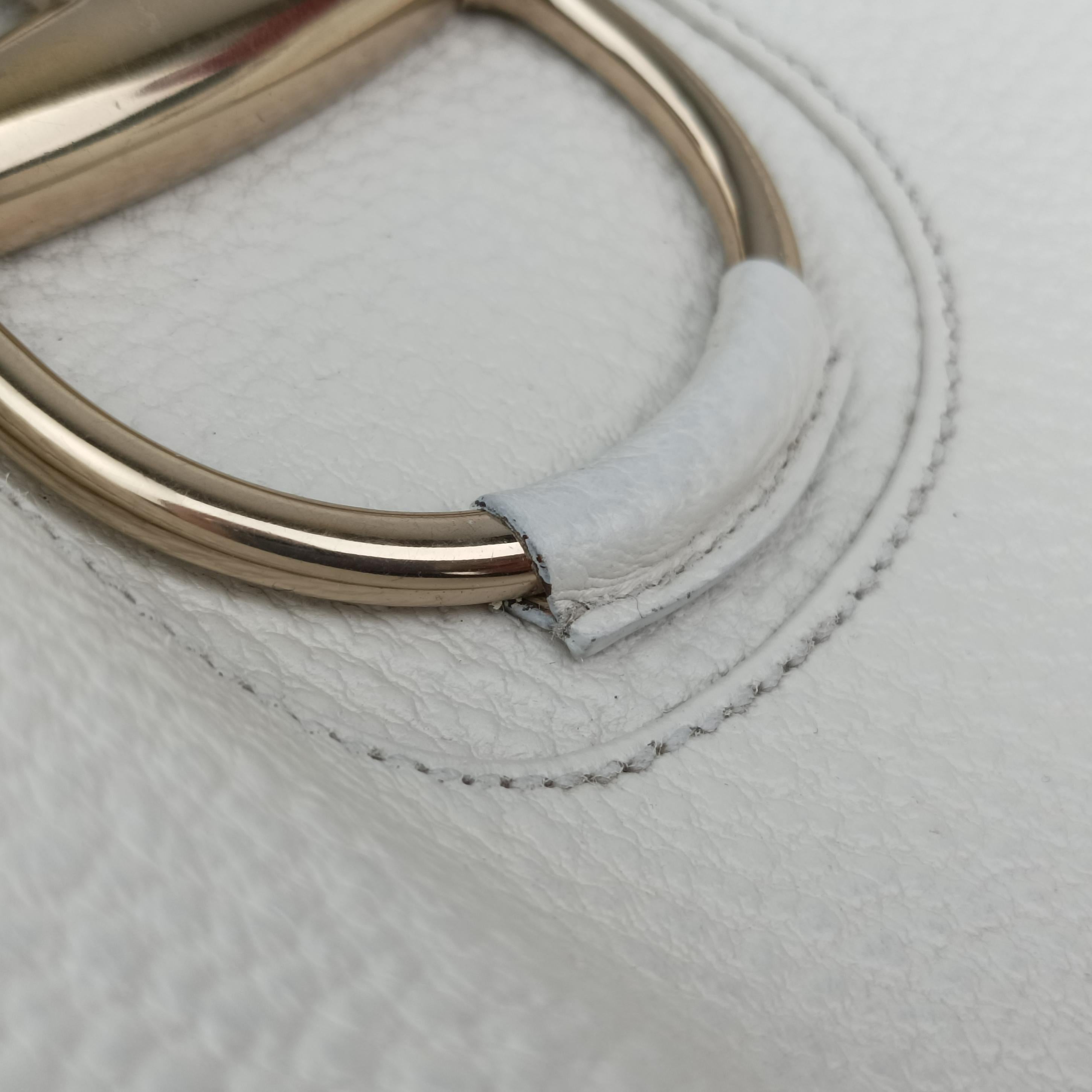 Pre-owned Gucci Horsebit Medium Hasler White Leather 137385 handbag | stylenewstar