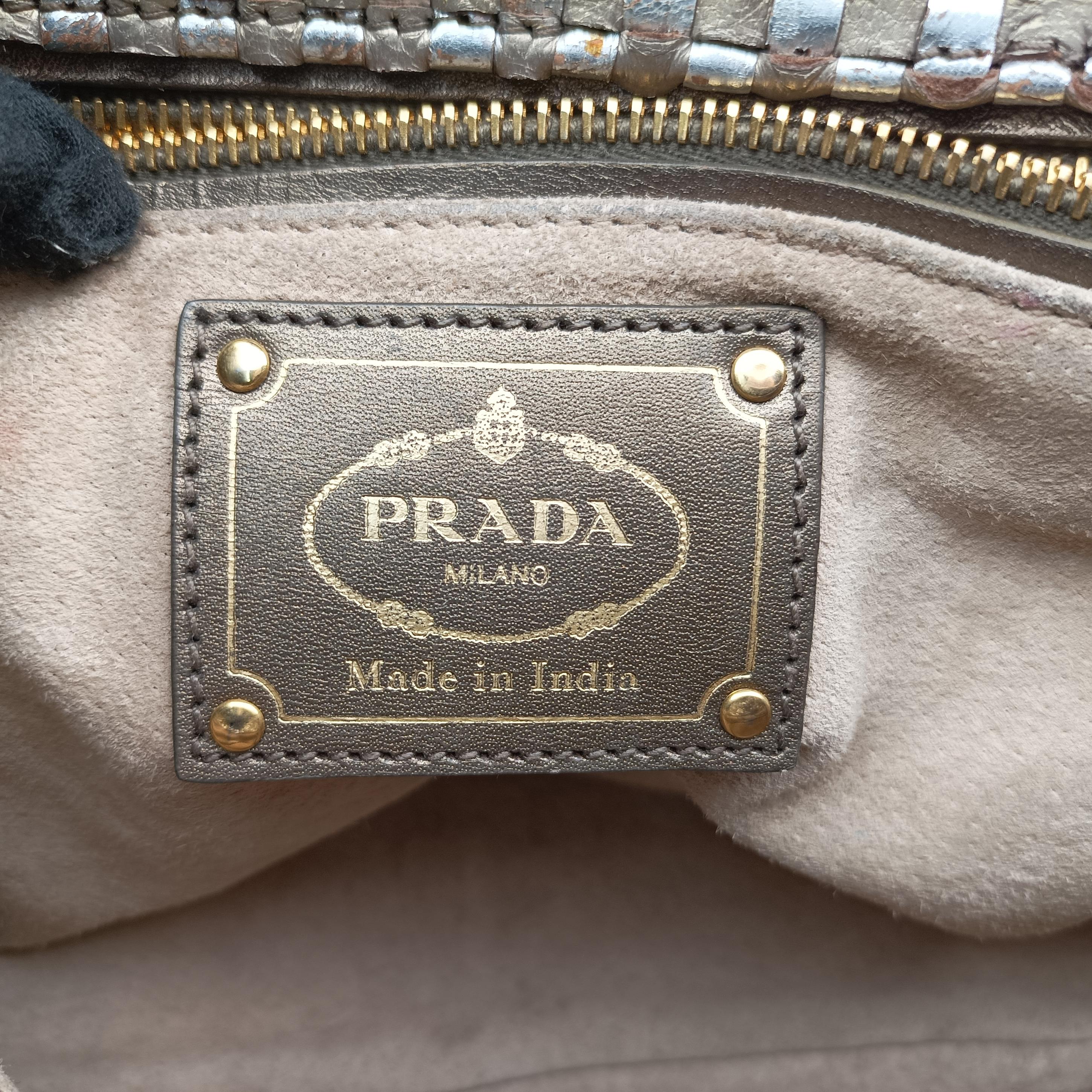 Vintage Prada Madras Golden leather  shoulderbag | stylenewstar