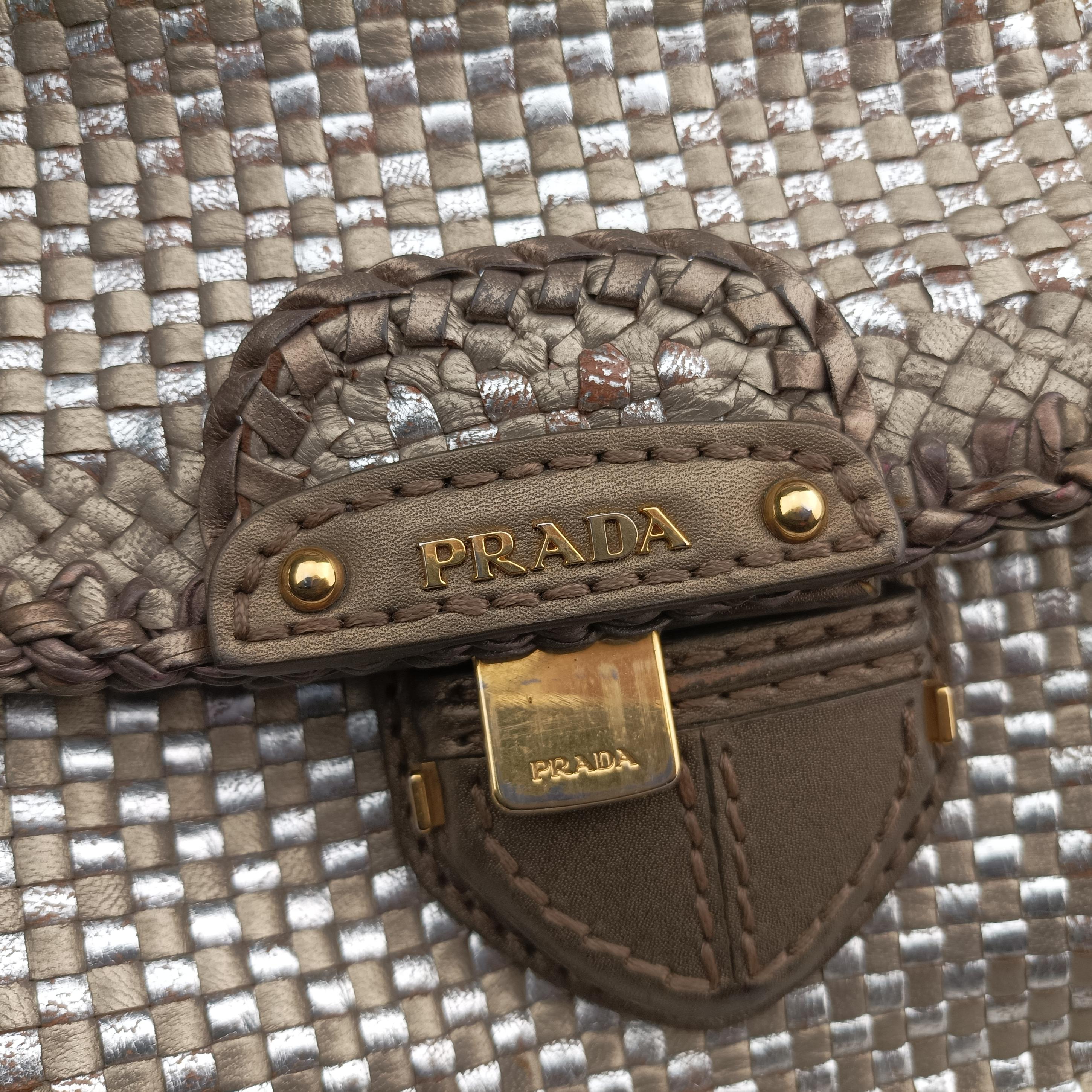 Vintage Prada Madras Golden leather  shoulderbag | stylenewstar