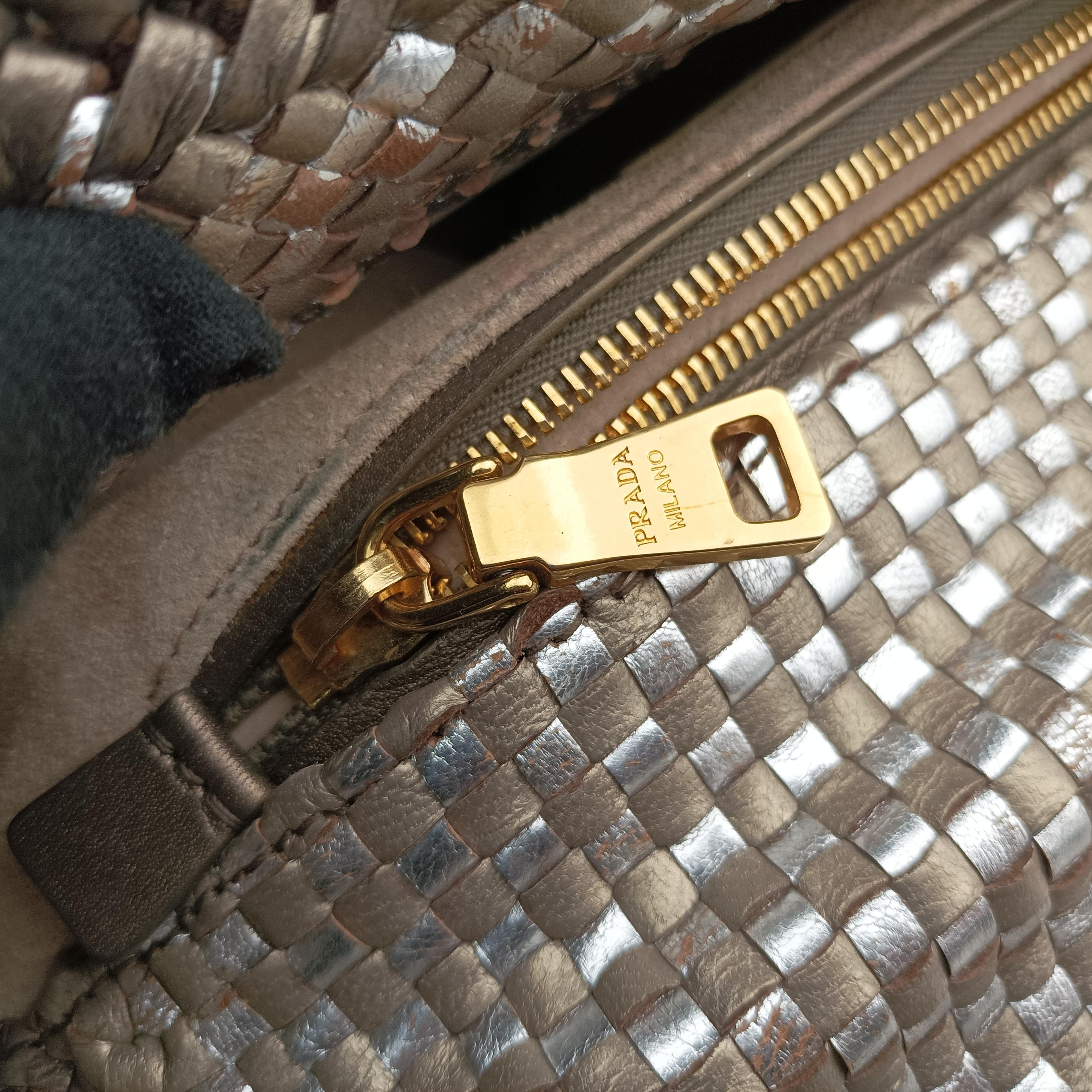 Vintage Prada Madras Golden leather  shoulderbag | stylenewstar