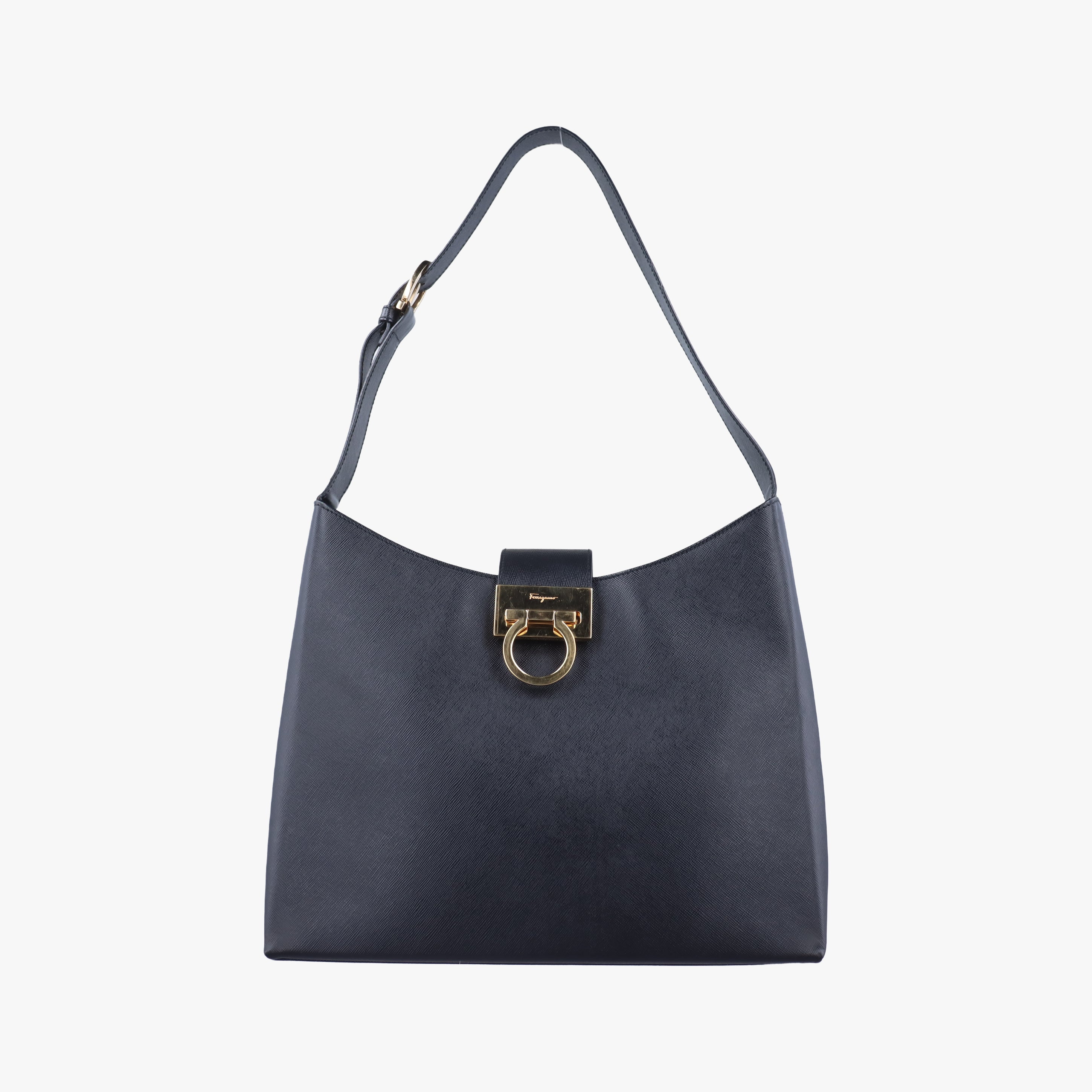 Vintage Ferragamo Gancini Black Leather  shoulderbag | stylenewstar