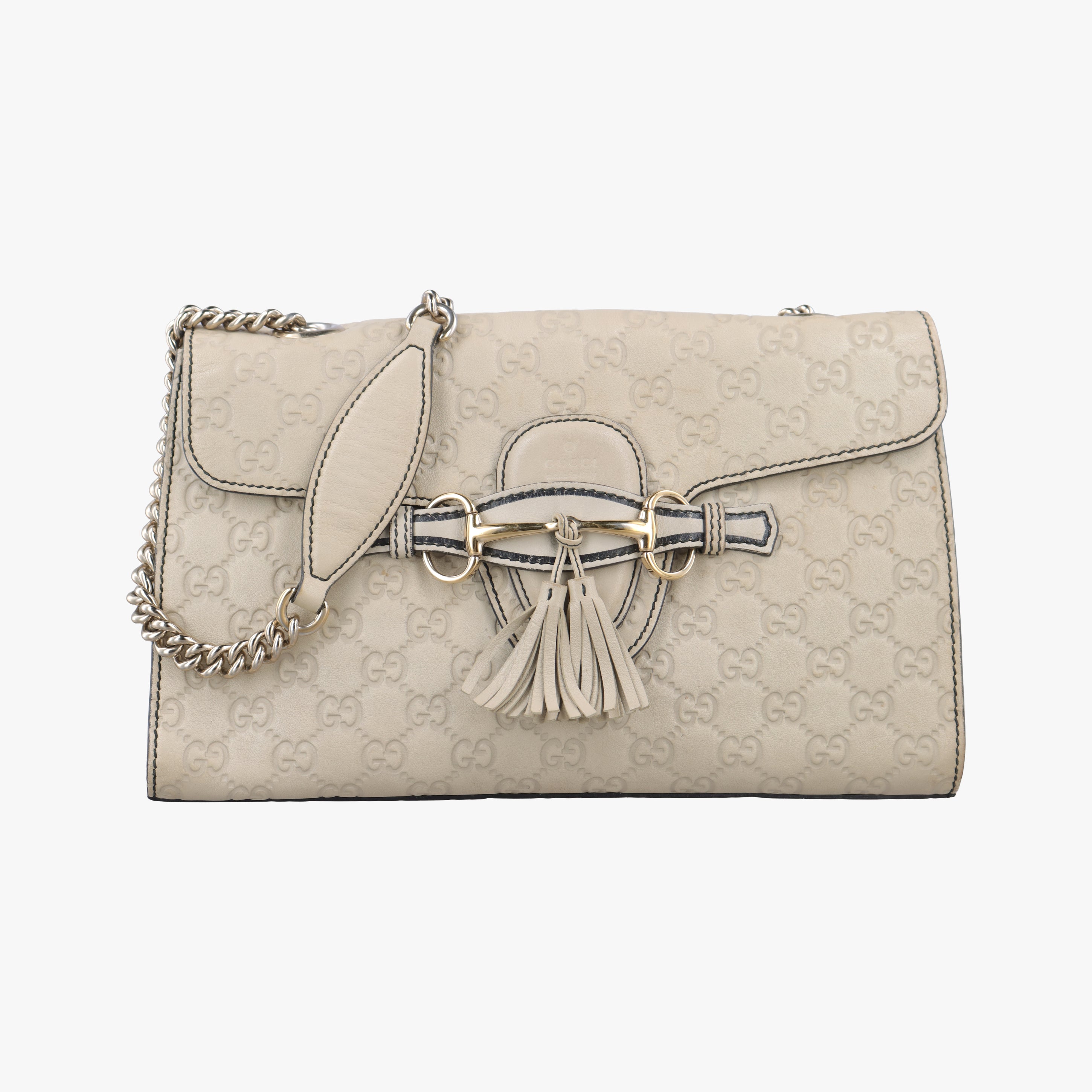 Pre-owned Gucci Emily White Leather 295402 shoulderbag | stylenewstar