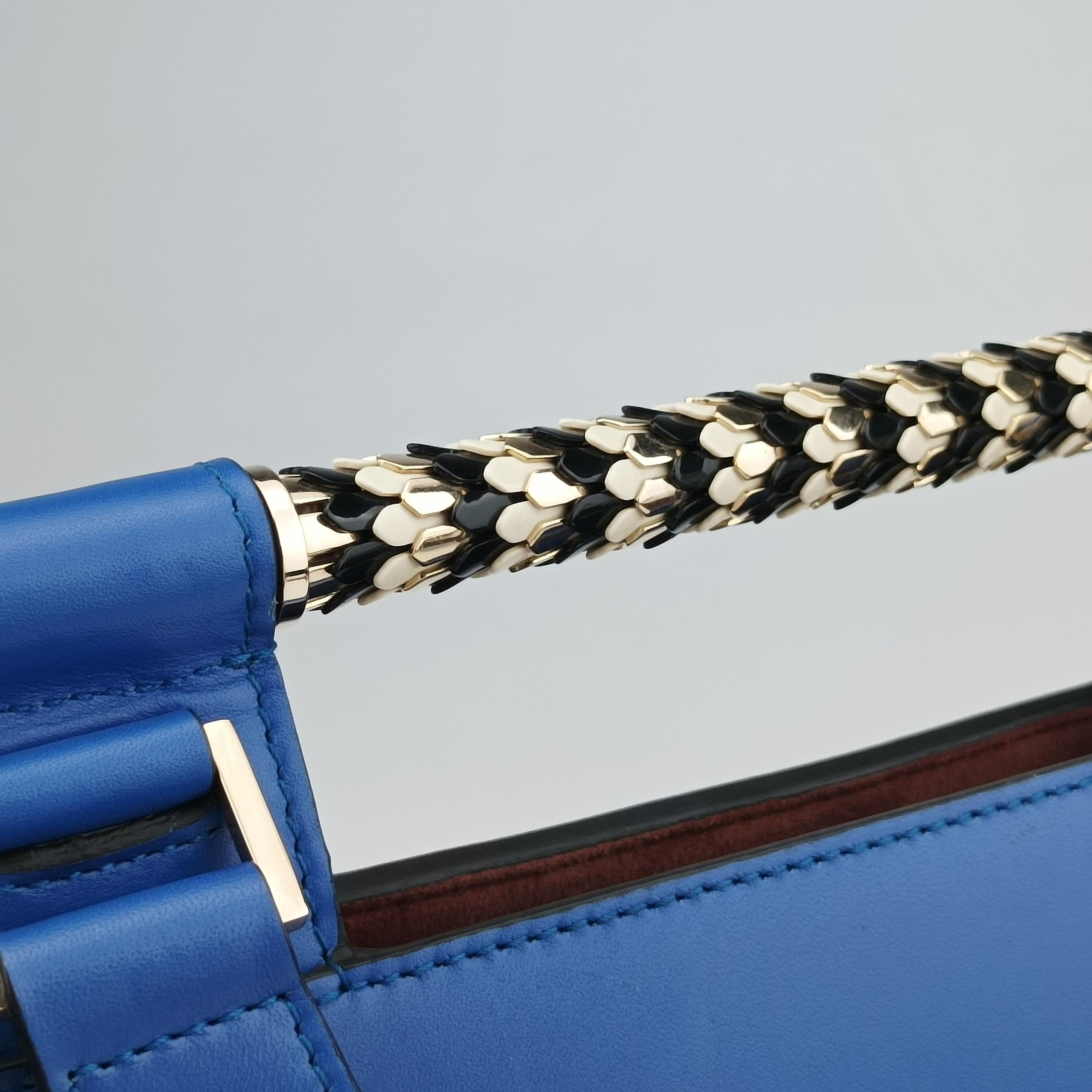 Pre-owned Bvlgari Serpenti Scaglie Blue leather  shoulderbag | stylenewstar