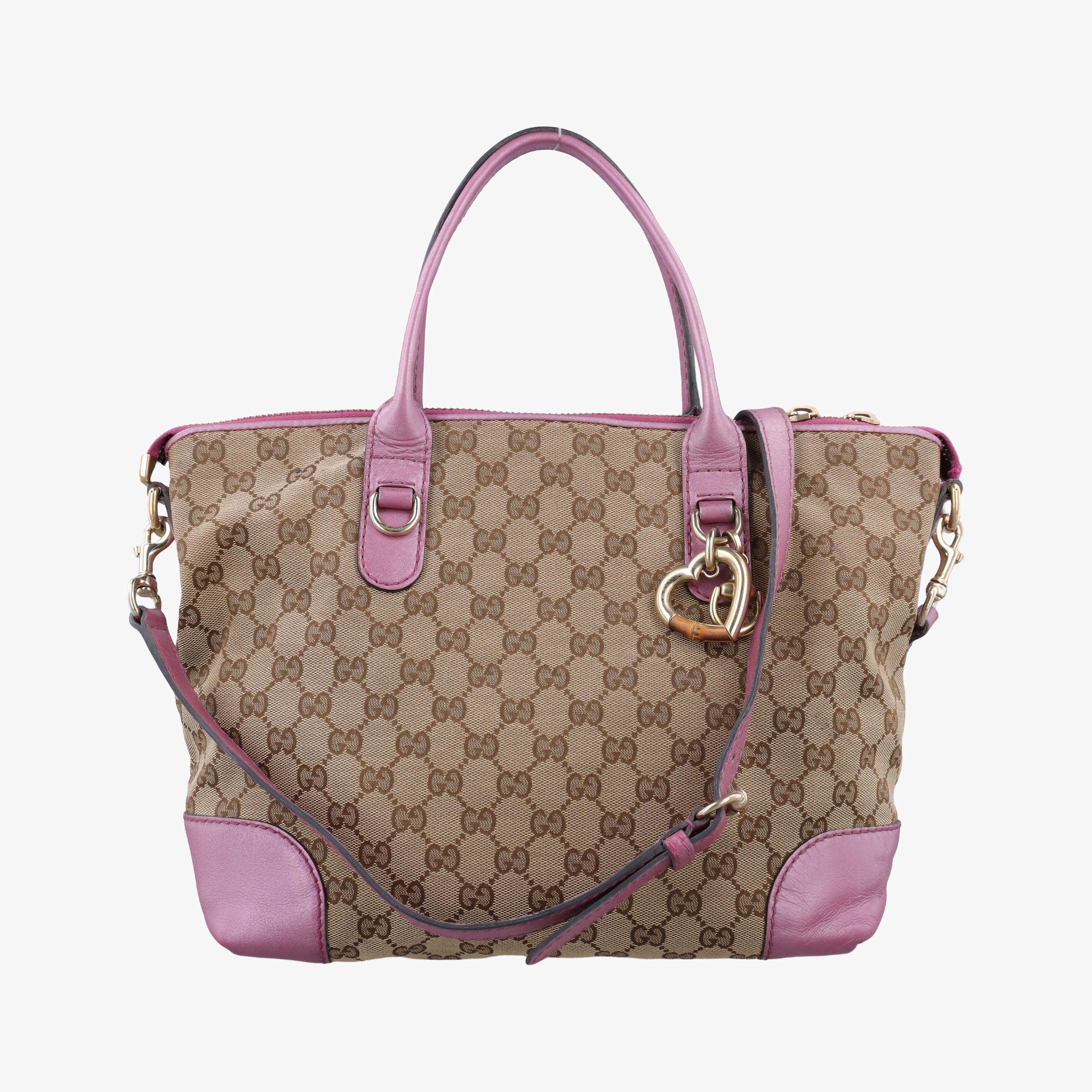 Pre-owned Gucci Guccissima Heart Bit Brown × Purple canvas×leather 269957 handbag | stylenewstar