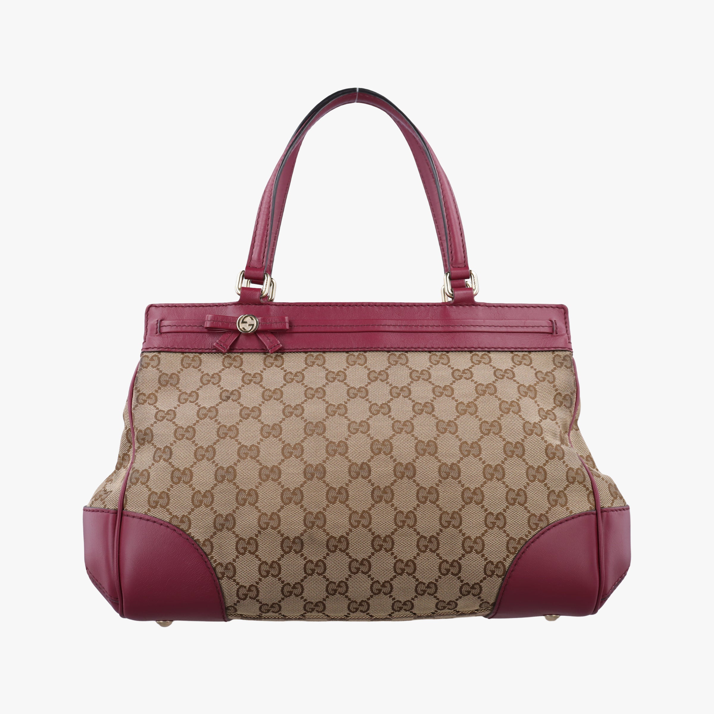 Vintage Gucci Guccissima Mayfair beige×rose red canvas×leather 257063 handbag | stylenewstar