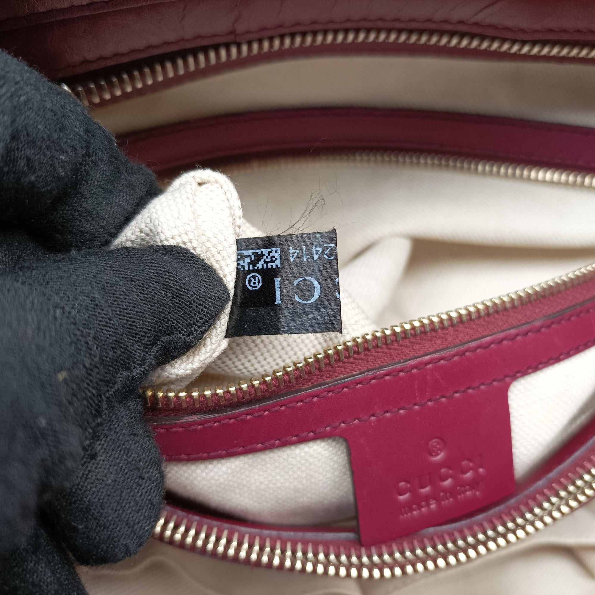 Vintage Gucci Guccissima Mayfair beige×rose red canvas×leather 257063 handbag | stylenewstar