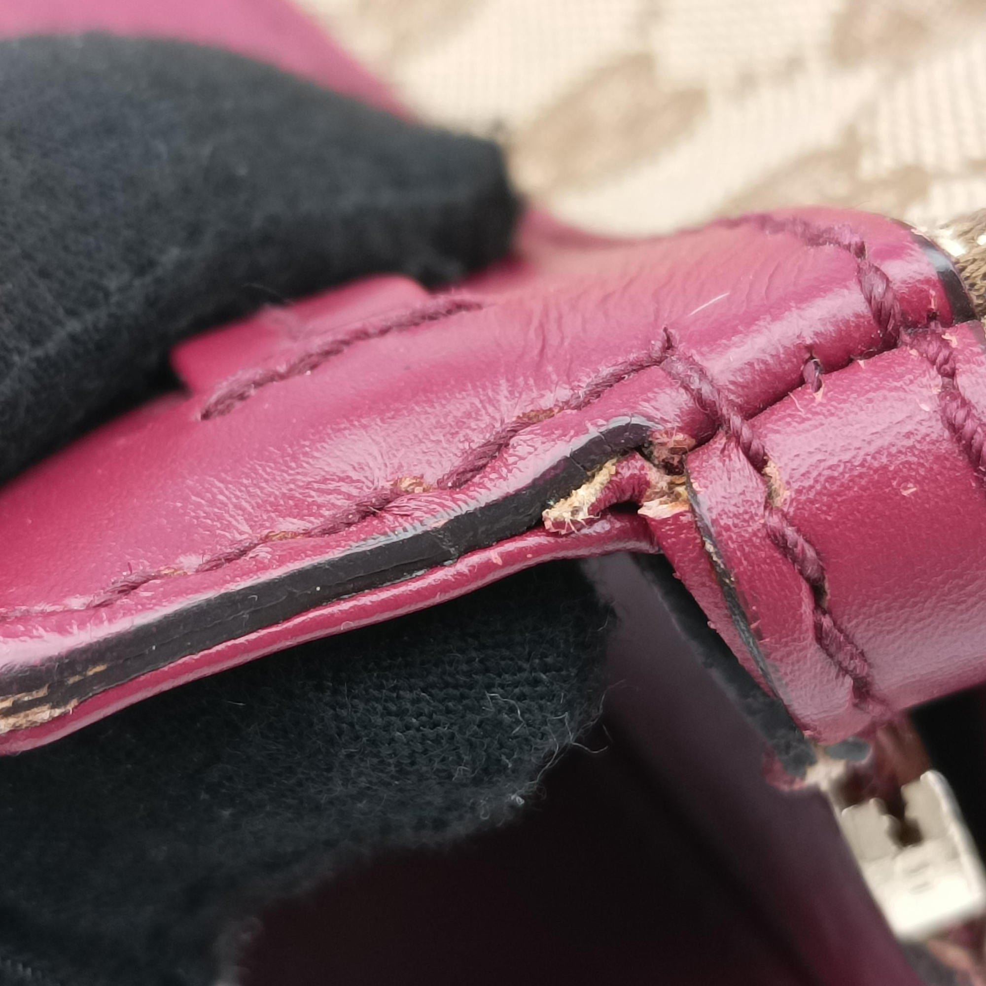 Vintage Gucci Guccissima Mayfair beige×rose red canvas×leather 257063 handbag | stylenewstar