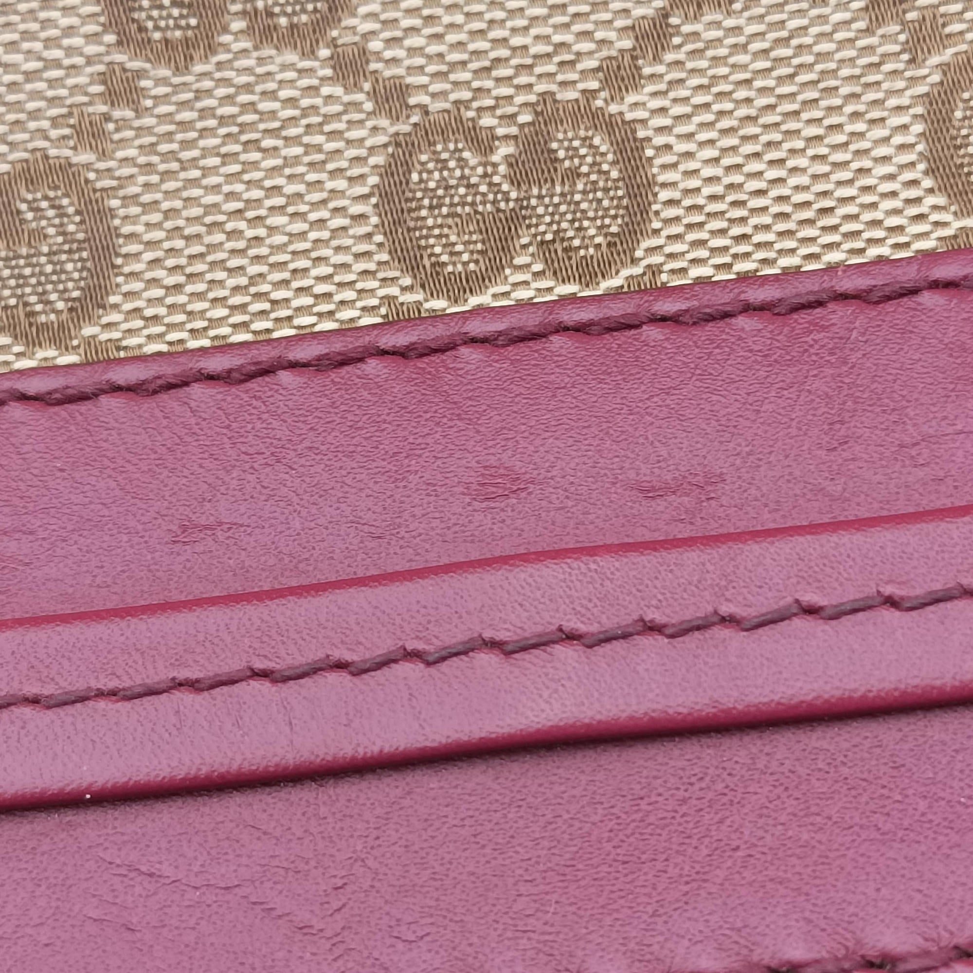 Vintage Gucci Guccissima Mayfair beige×rose red canvas×leather 257063 handbag | stylenewstar