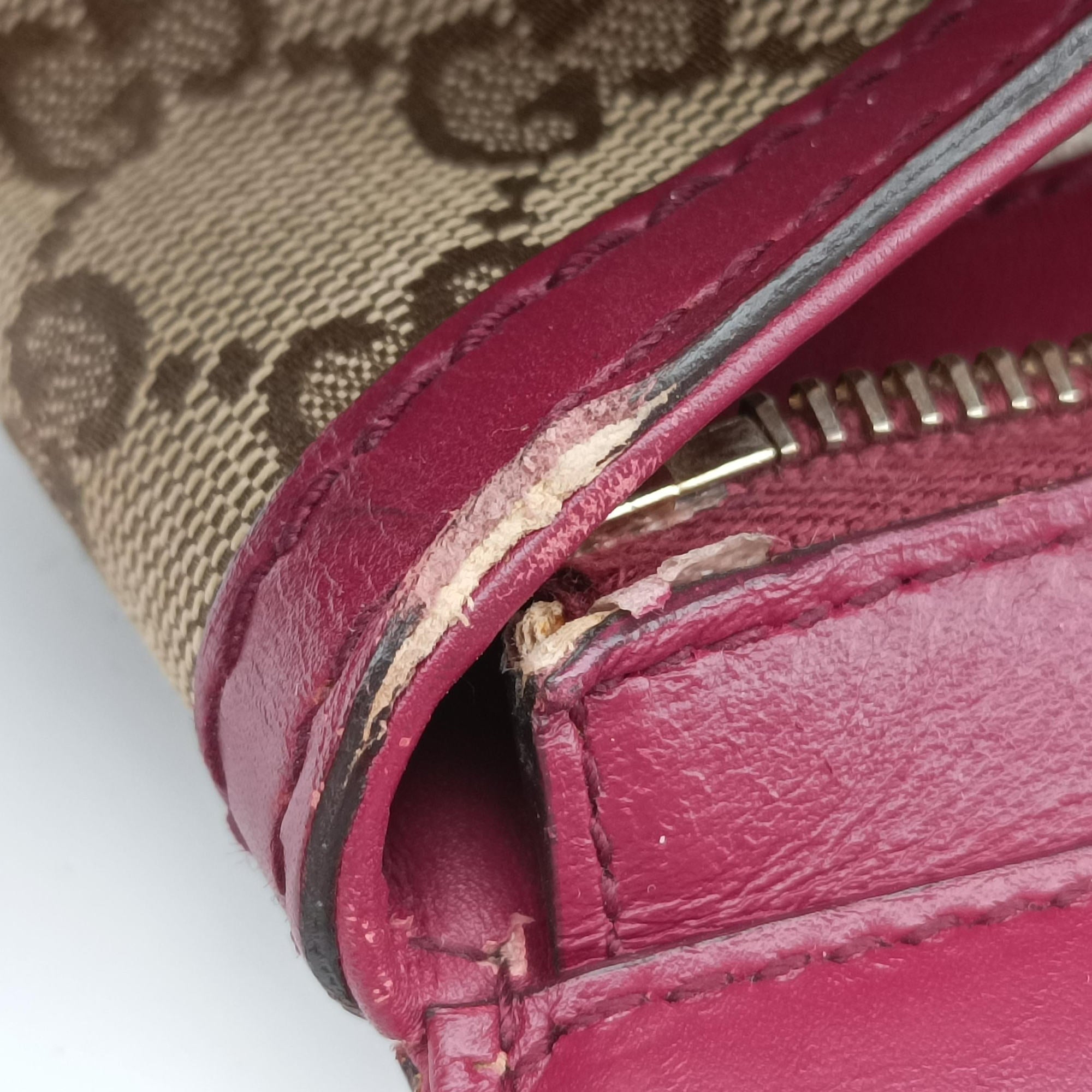 Vintage Gucci Guccissima Mayfair beige×rose red canvas×leather 257063 handbag | stylenewstar