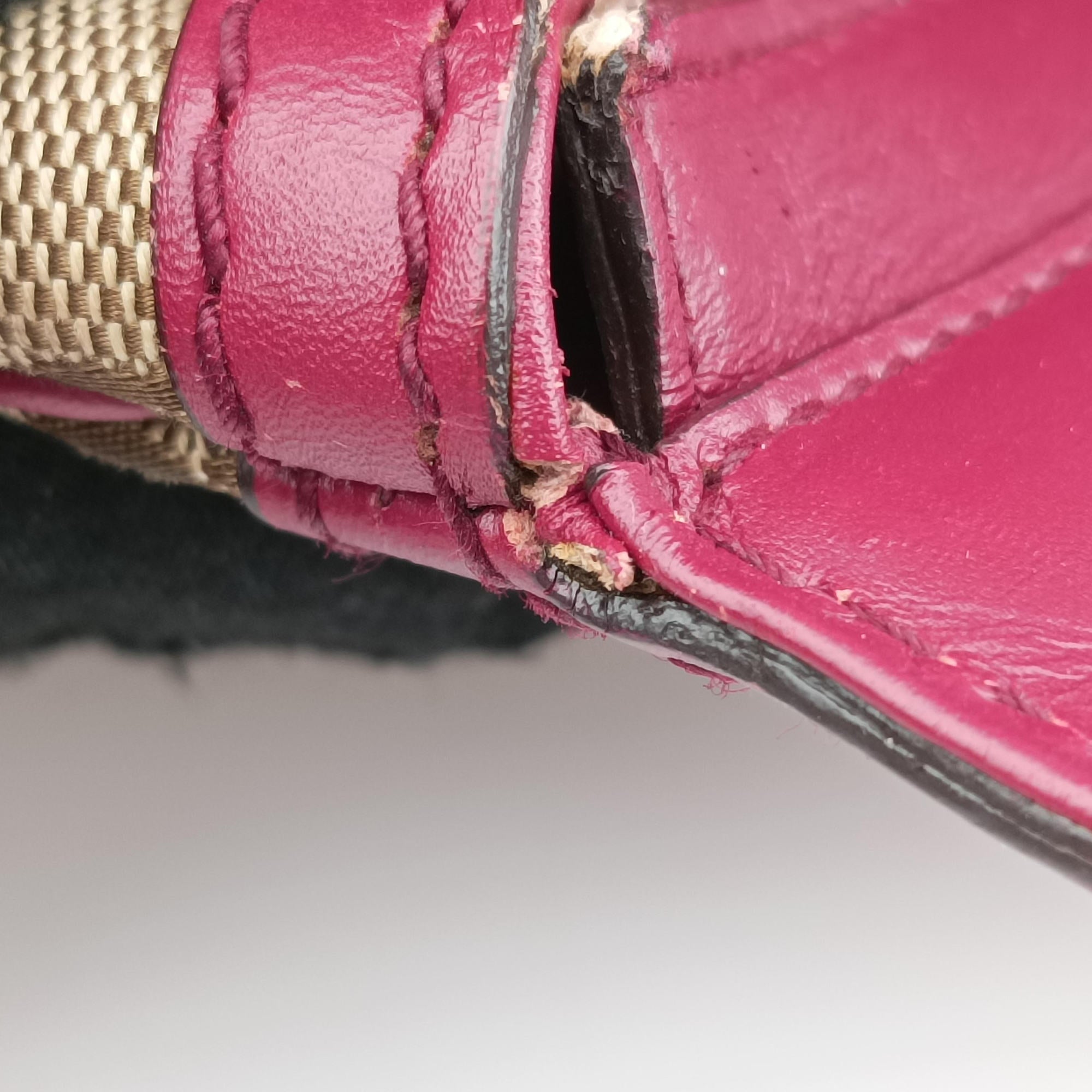 Vintage Gucci Guccissima Mayfair beige×rose red canvas×leather 257063 handbag | stylenewstar