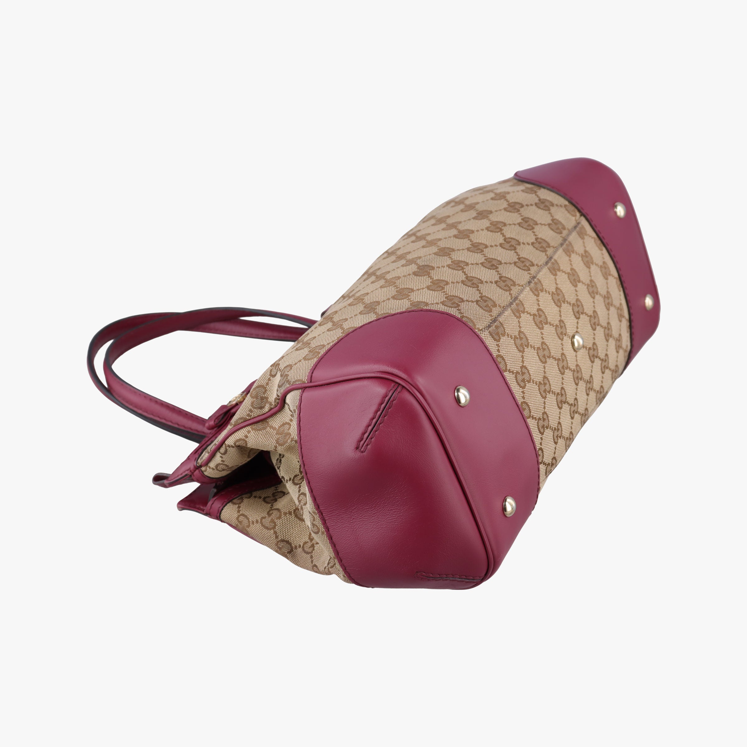 Vintage Gucci Guccissima Mayfair beige×rose red canvas×leather 257063 handbag | stylenewstar