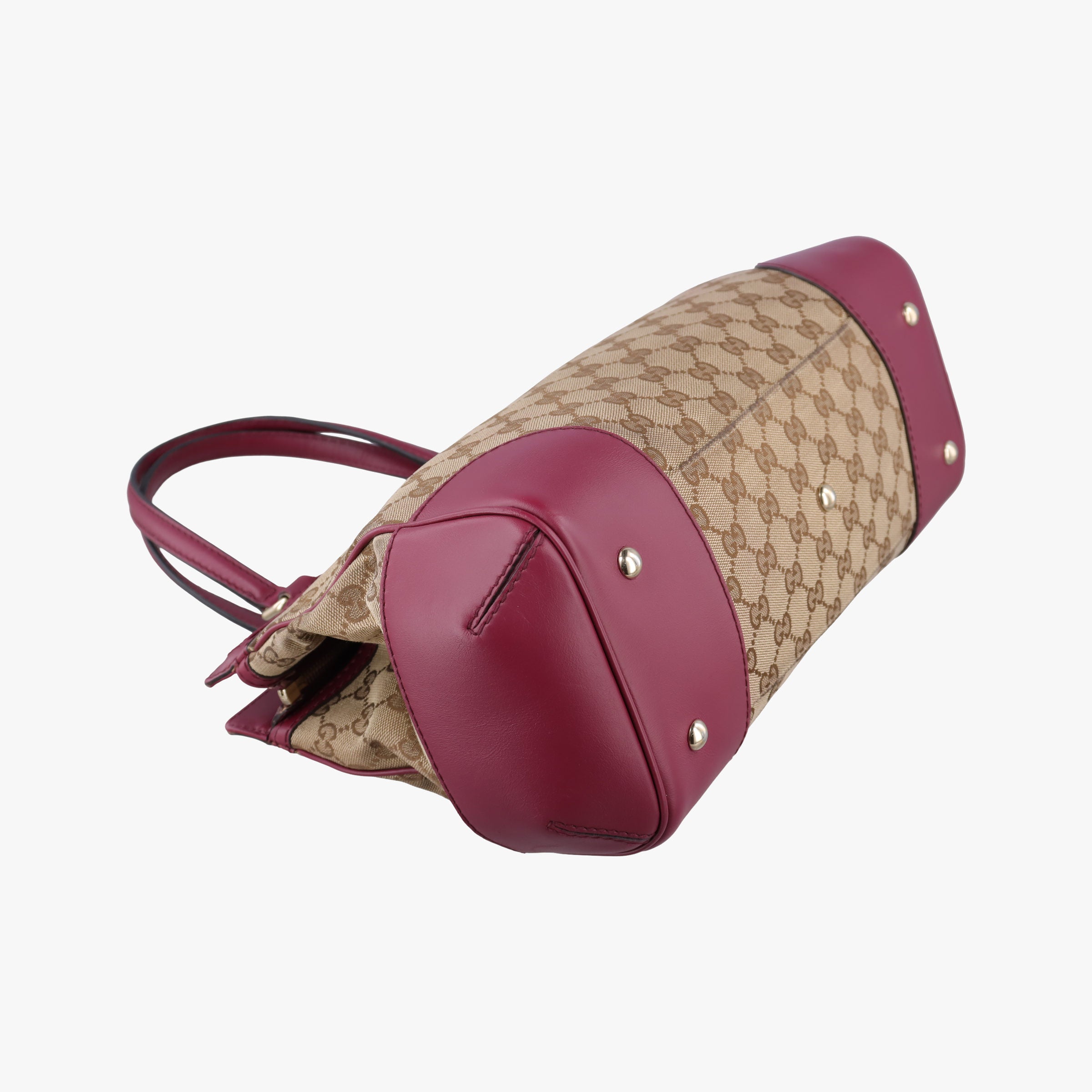 Vintage Gucci Guccissima Mayfair beige×rose red canvas×leather 257063 handbag | stylenewstar