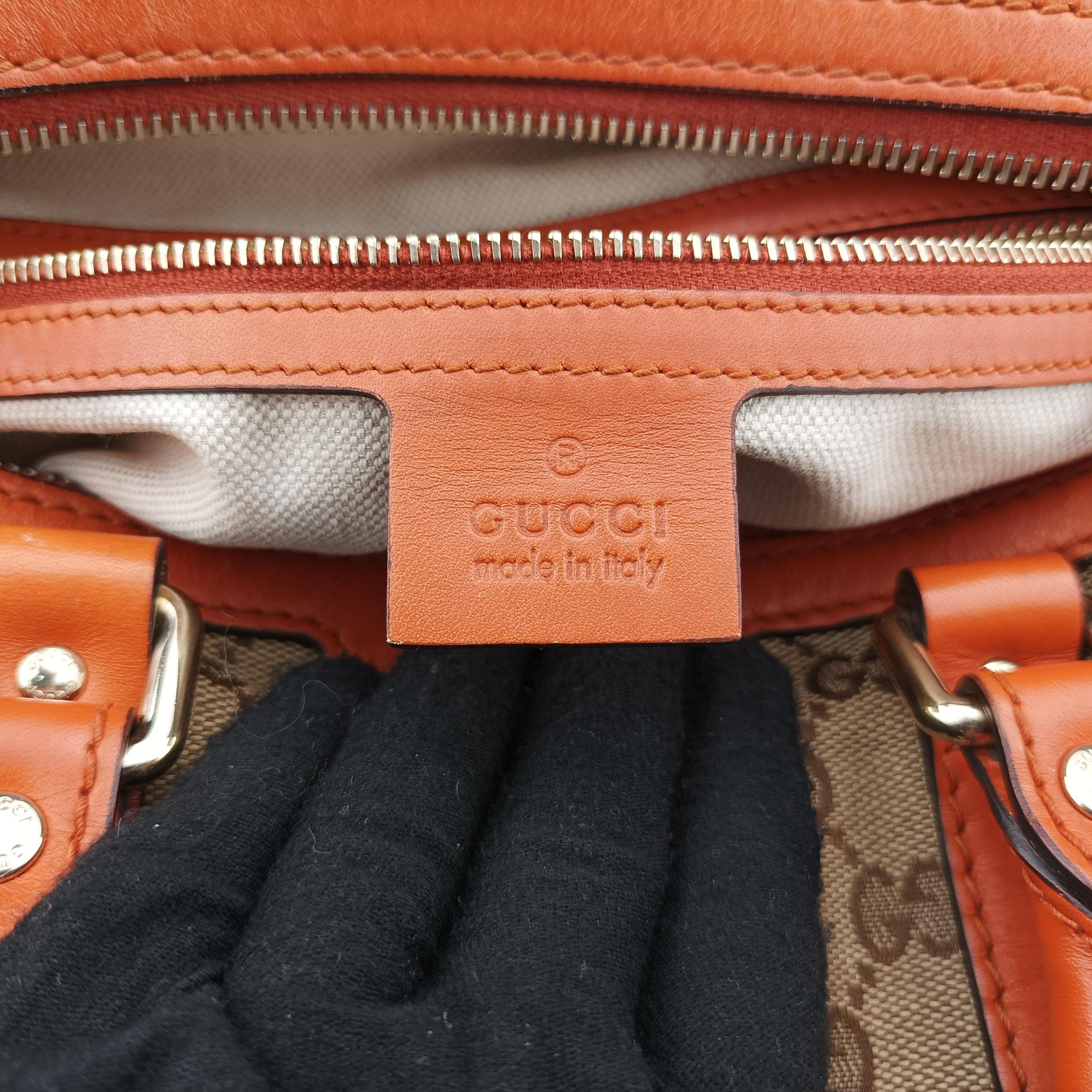 Vintage Gucci Sherry Line Beige×orange canvas×leather 269876 handbag | stylenewstar
