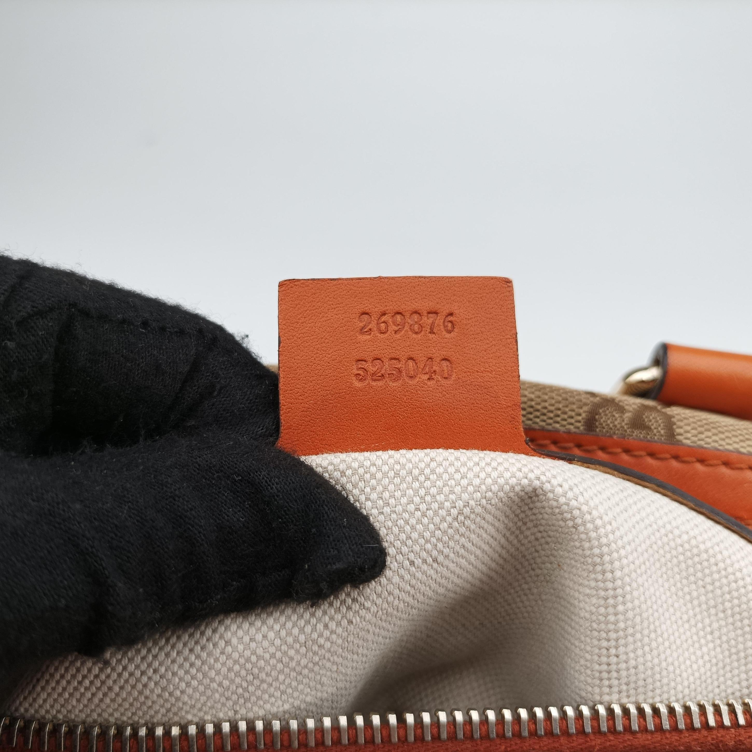 Vintage Gucci Sherry Line Beige×orange canvas×leather 269876 handbag | stylenewstar