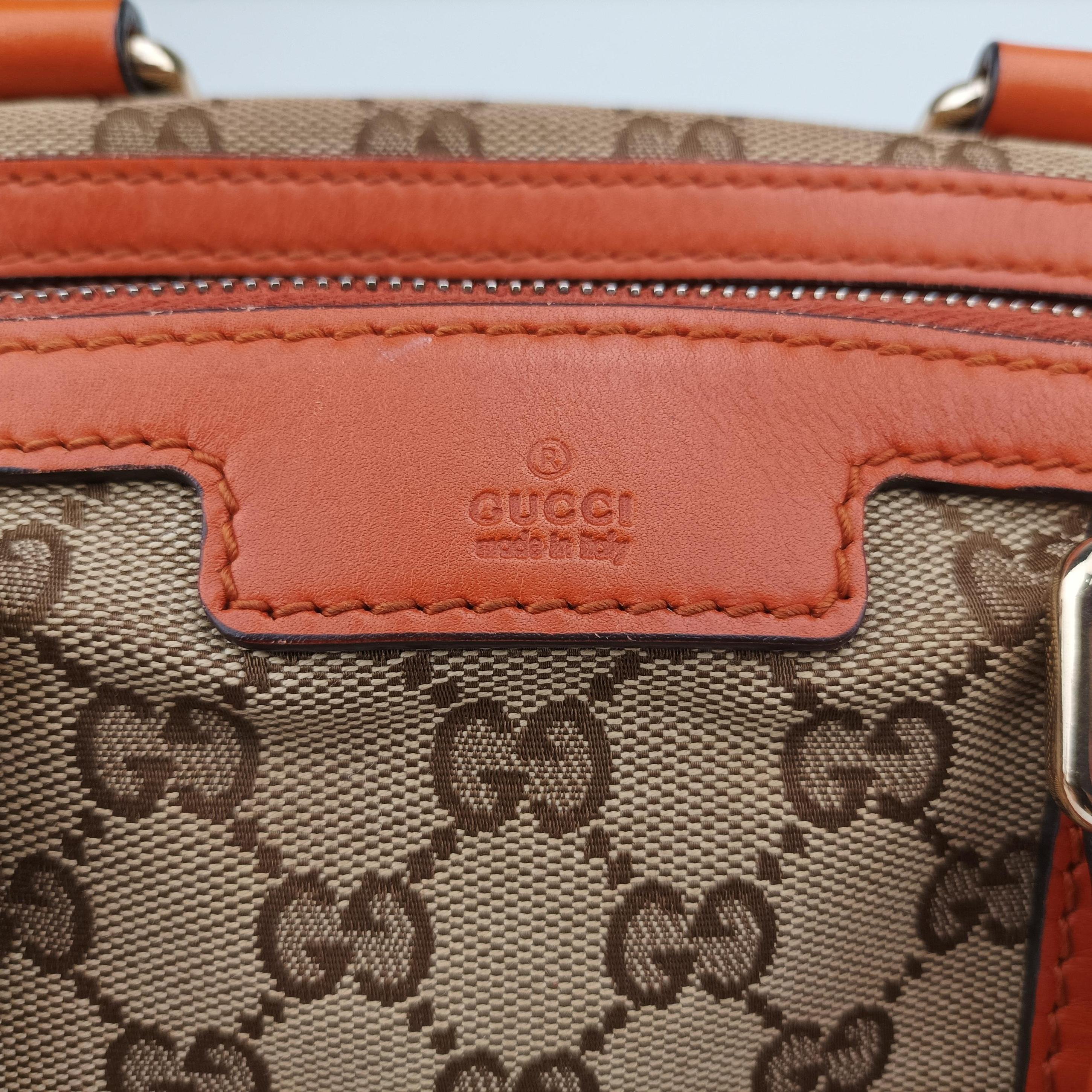 Vintage Gucci Sherry Line Beige×orange canvas×leather 269876 handbag | stylenewstar
