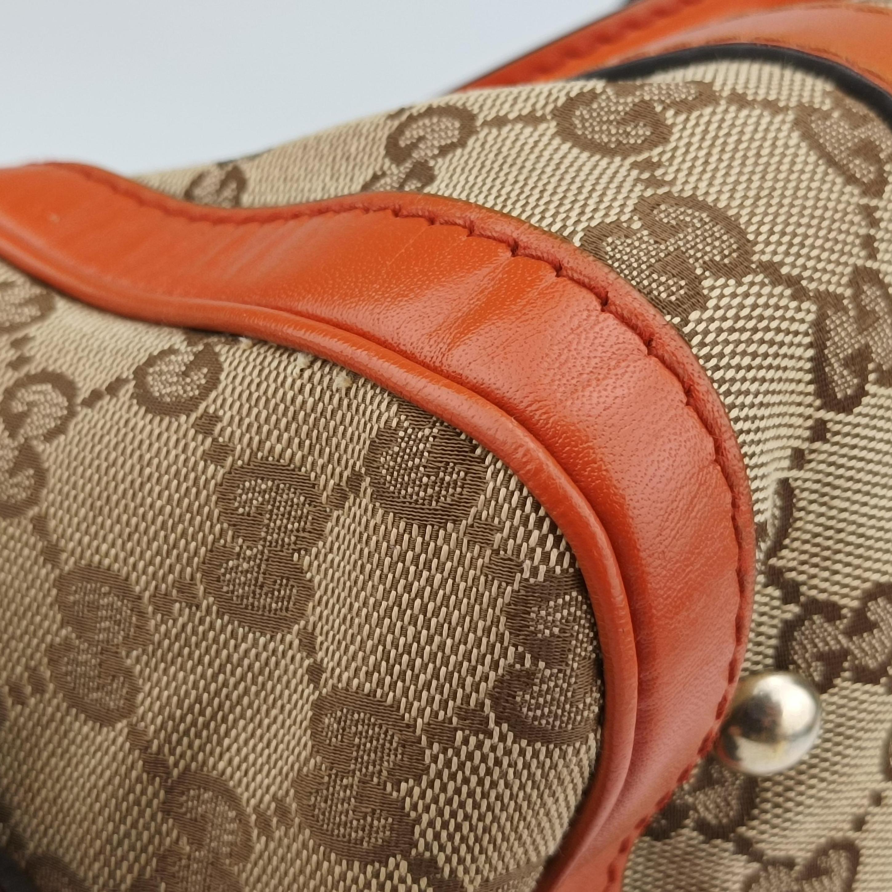 Vintage Gucci Sherry Line Beige×orange canvas×leather 269876 handbag | stylenewstar