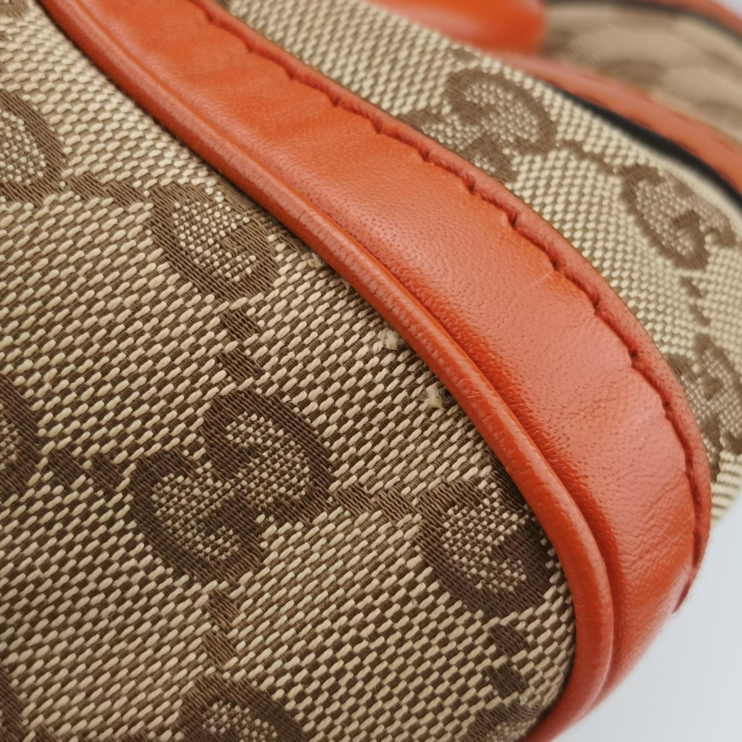 Vintage Gucci Sherry Line Beige×orange canvas×leather 269876 handbag | stylenewstar