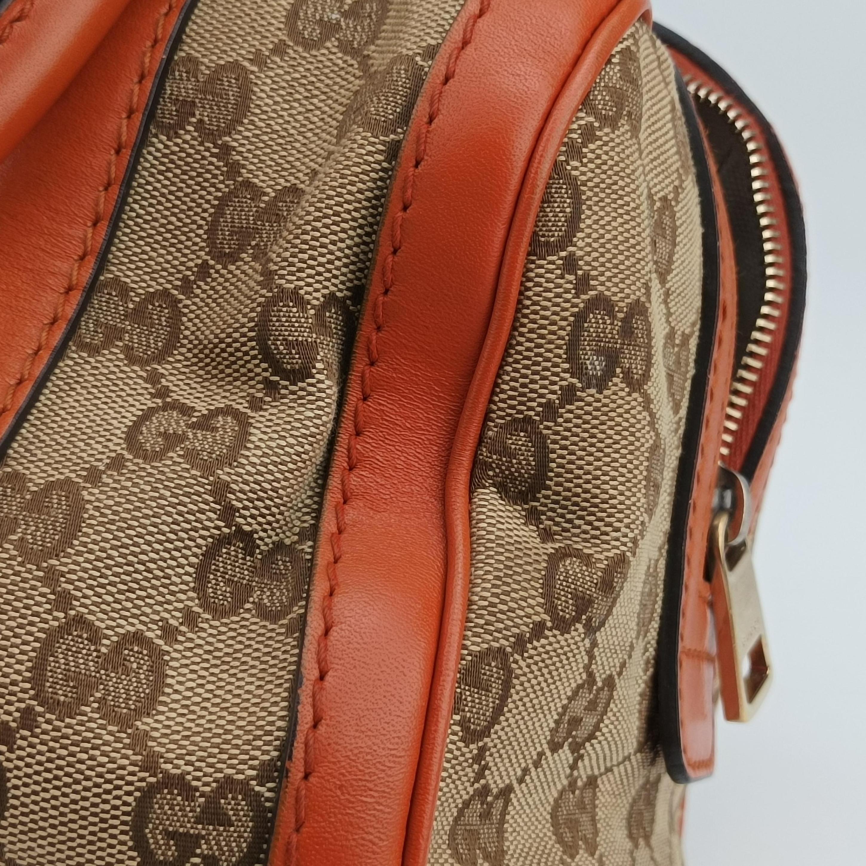 Vintage Gucci Sherry Line Beige×orange canvas×leather 269876 handbag | stylenewstar