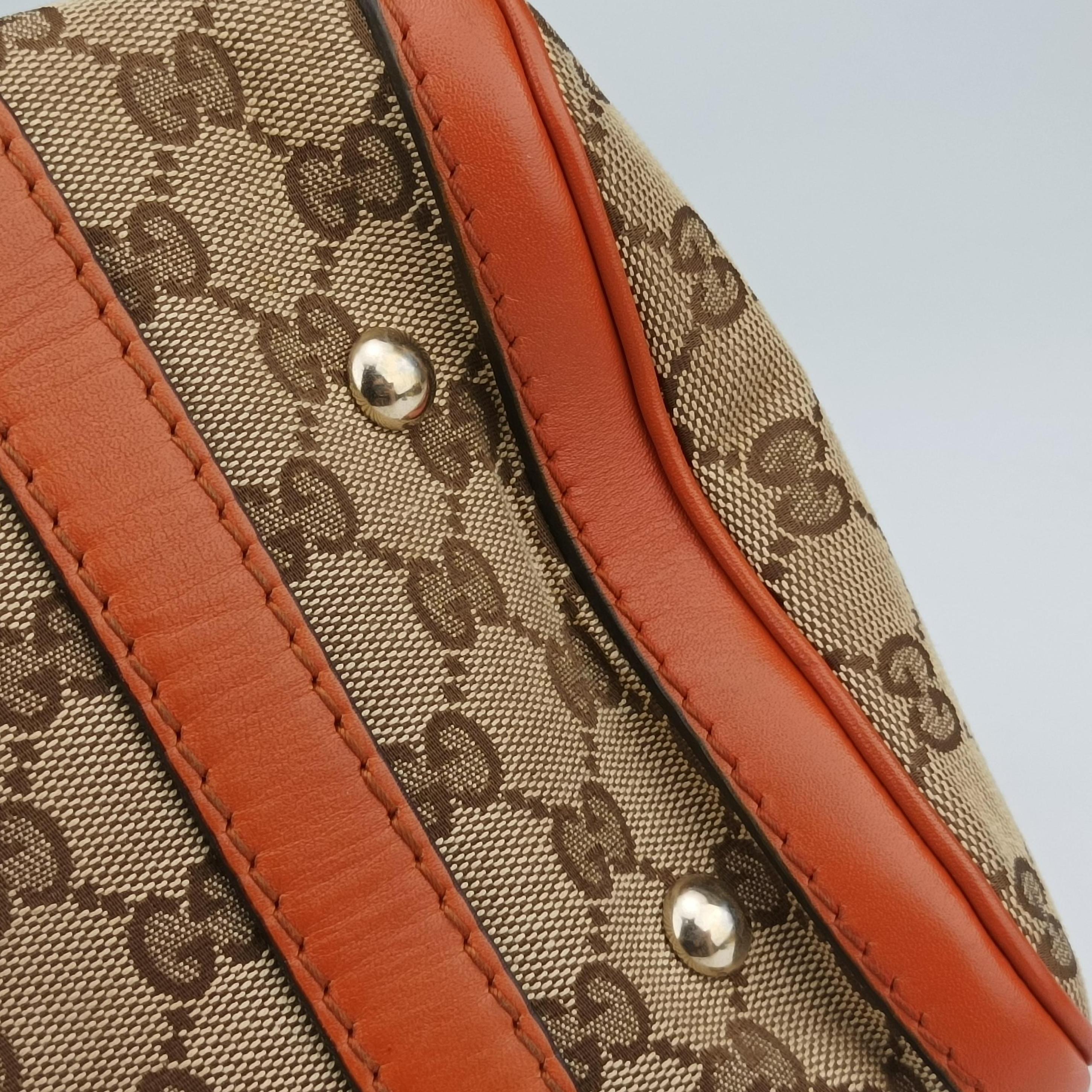 Vintage Gucci Sherry Line Beige×orange canvas×leather 269876 handbag | stylenewstar