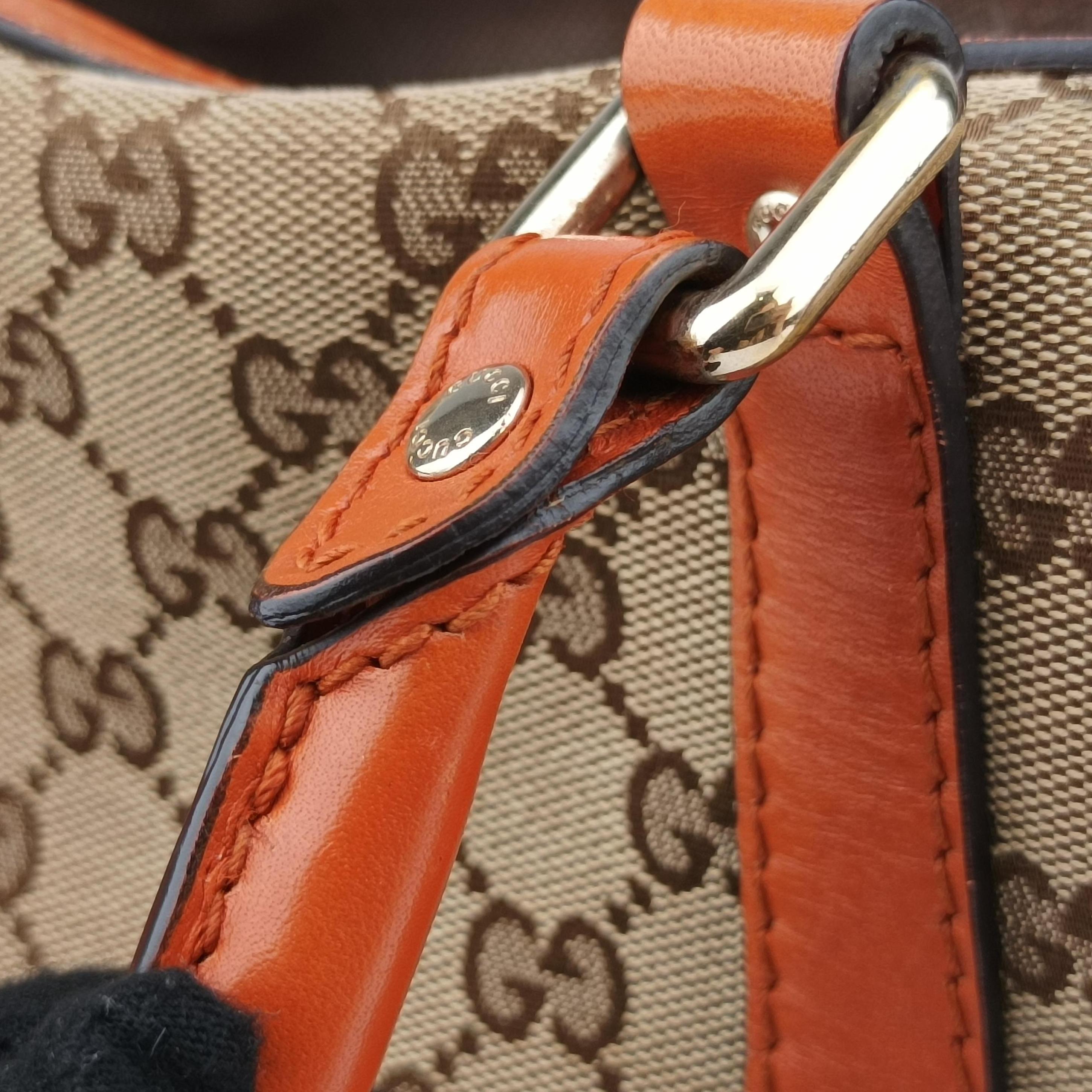 Vintage Gucci Sherry Line Beige×orange canvas×leather 269876 handbag | stylenewstar