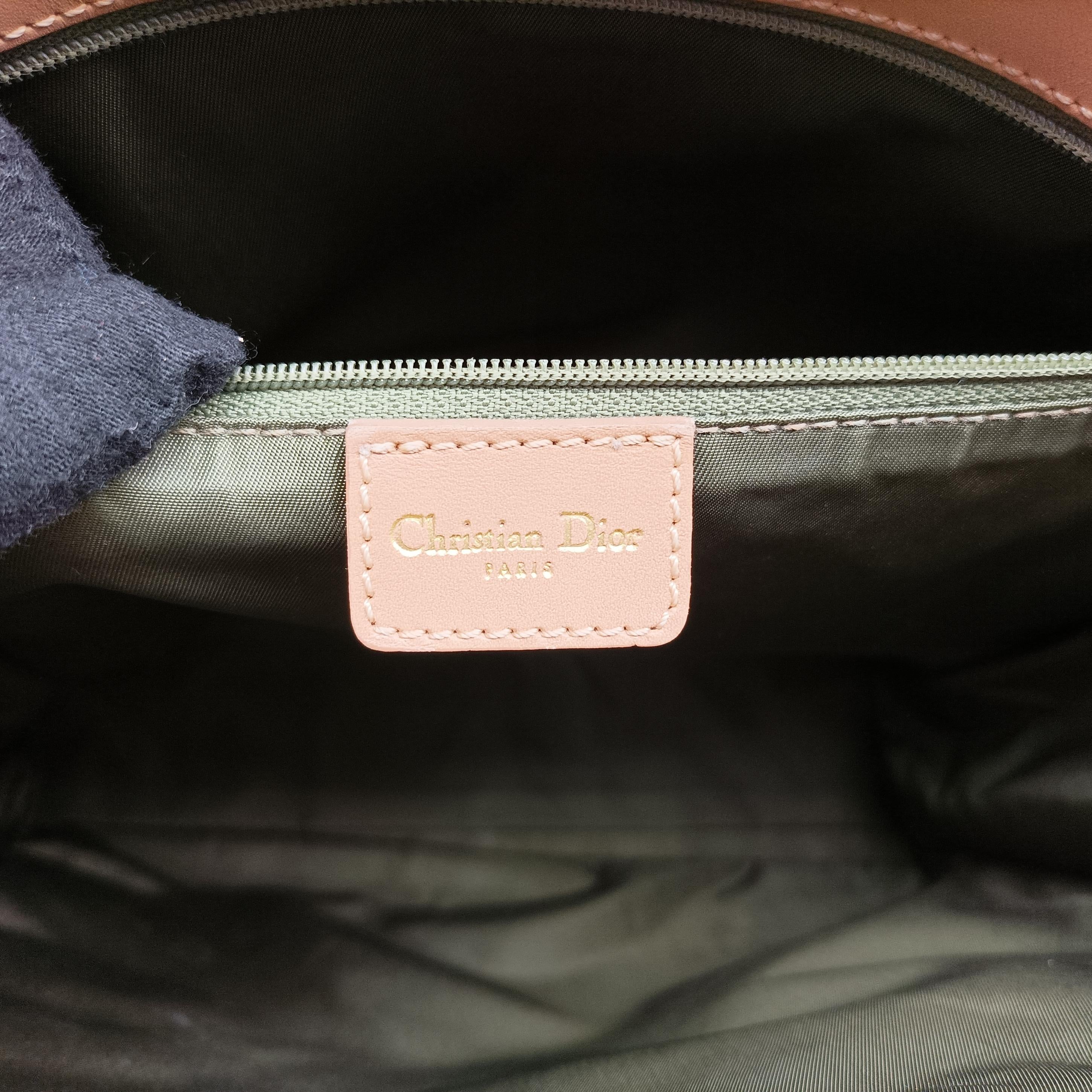 Pre-owned Christian Dior Trotter beige×Green canvas×leather  handbag | stylenewstar