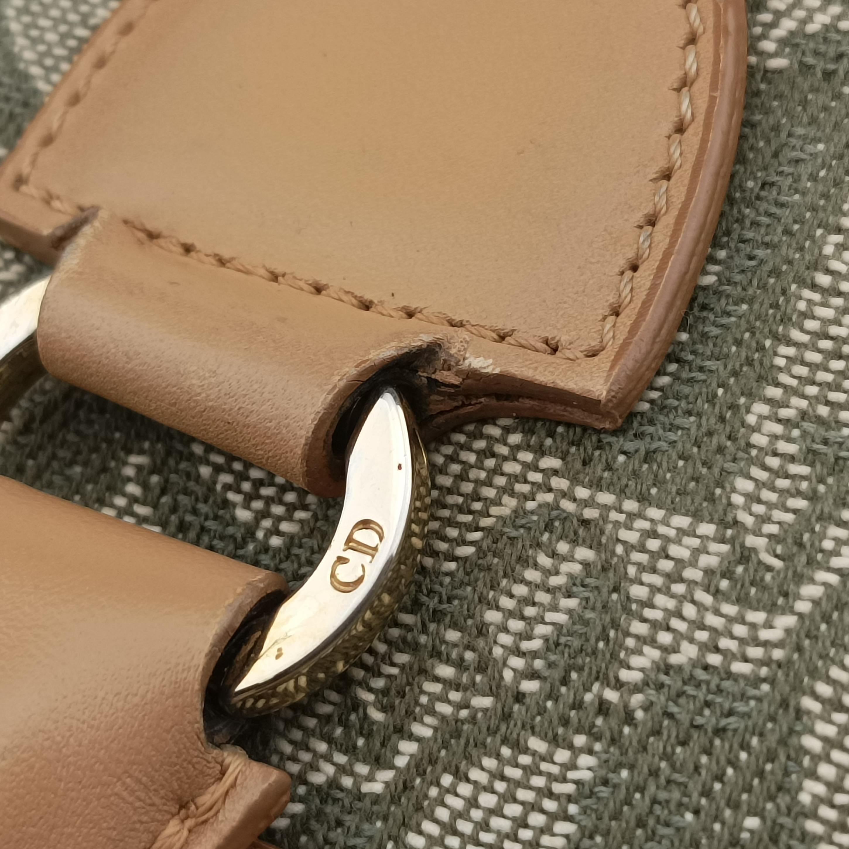 Pre-owned Christian Dior Trotter beige×Green canvas×leather  handbag | stylenewstar
