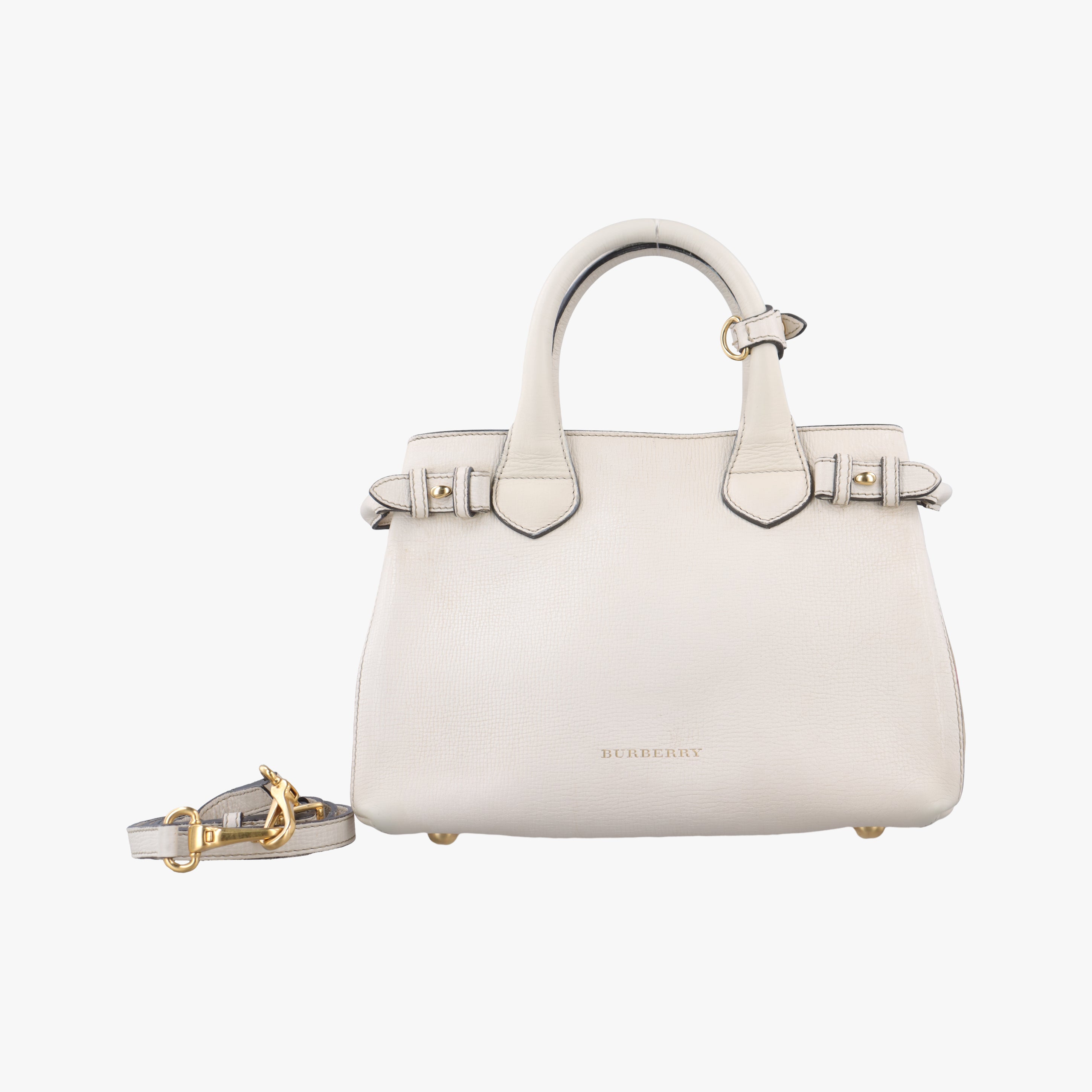 Vintage Burberry House Check The Banner White Leather  shoulderbag | stylenewstar