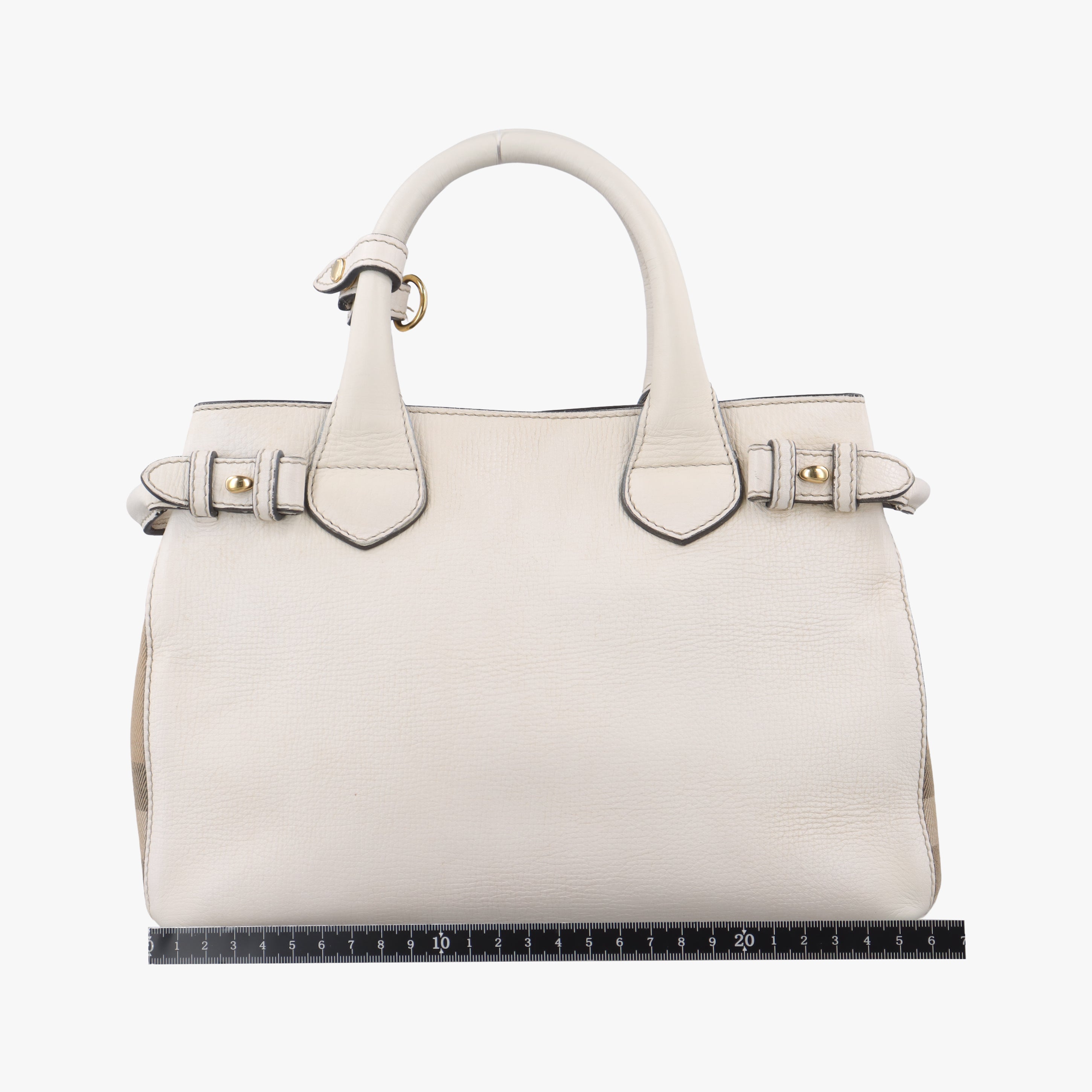 Vintage Burberry House Check The Banner White Leather  shoulderbag | stylenewstar