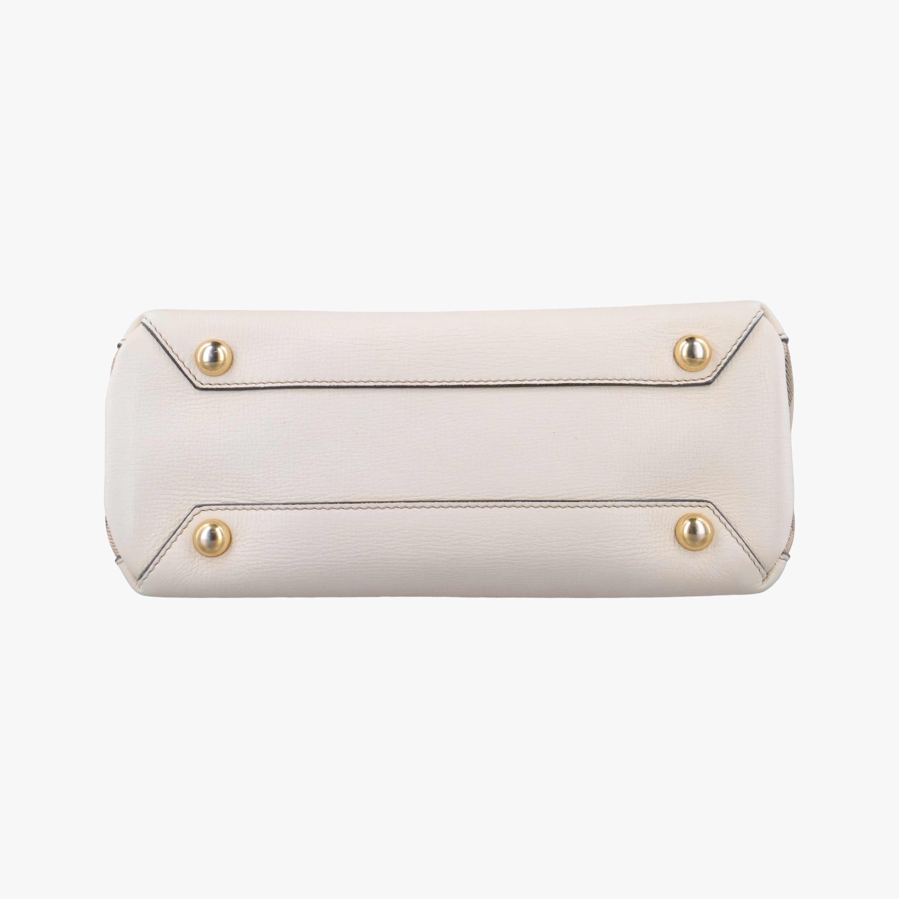 Vintage Burberry House Check The Banner White Leather  shoulderbag | stylenewstar